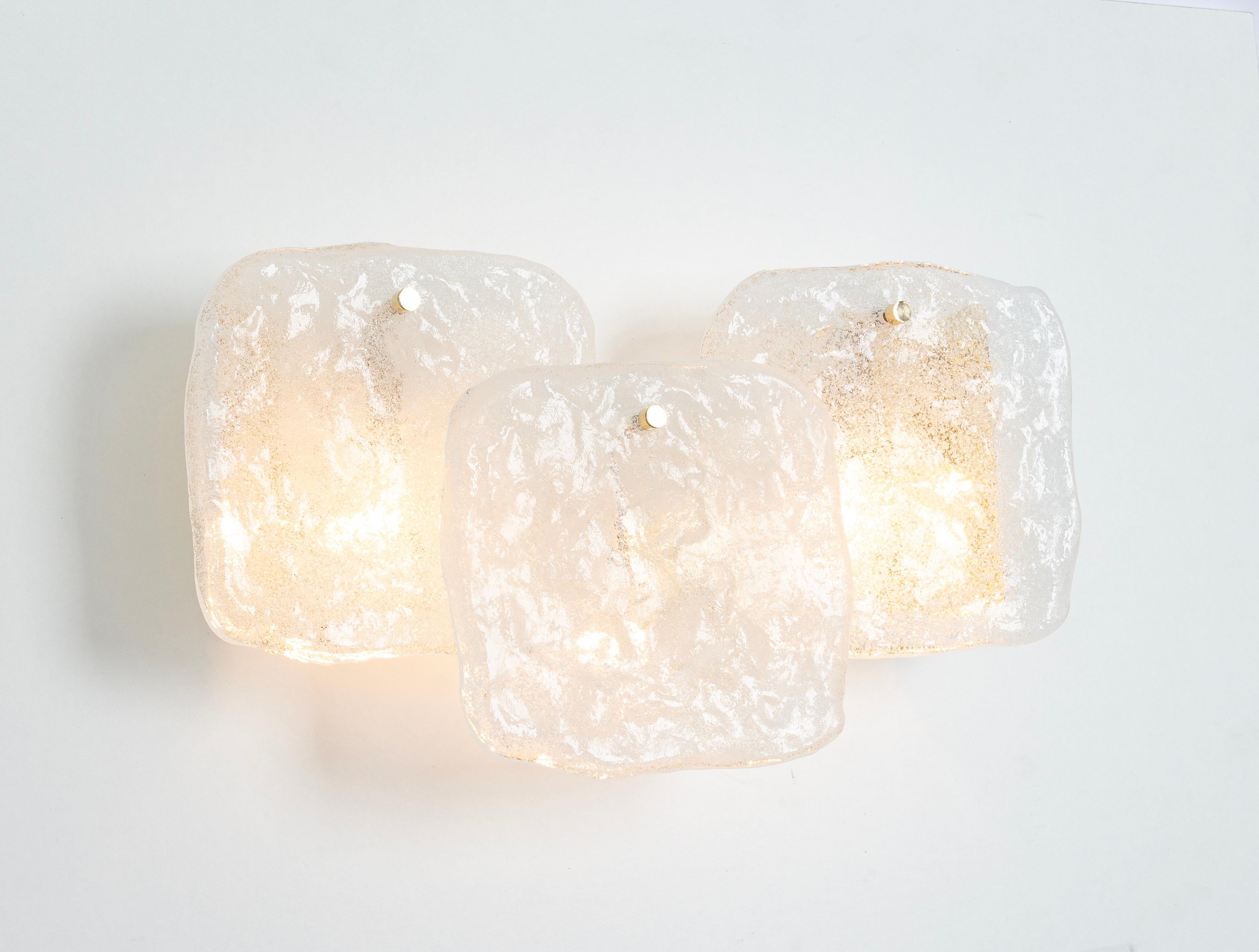 Pair of Large Brass Kalmar Wall Lights Murano Glass by Kalmar, Austria, 1960s For Sale 5