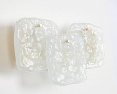Pair of Large Brass Kalmar Wall Lights Murano Glass by Kalmar, Austria, 1960s