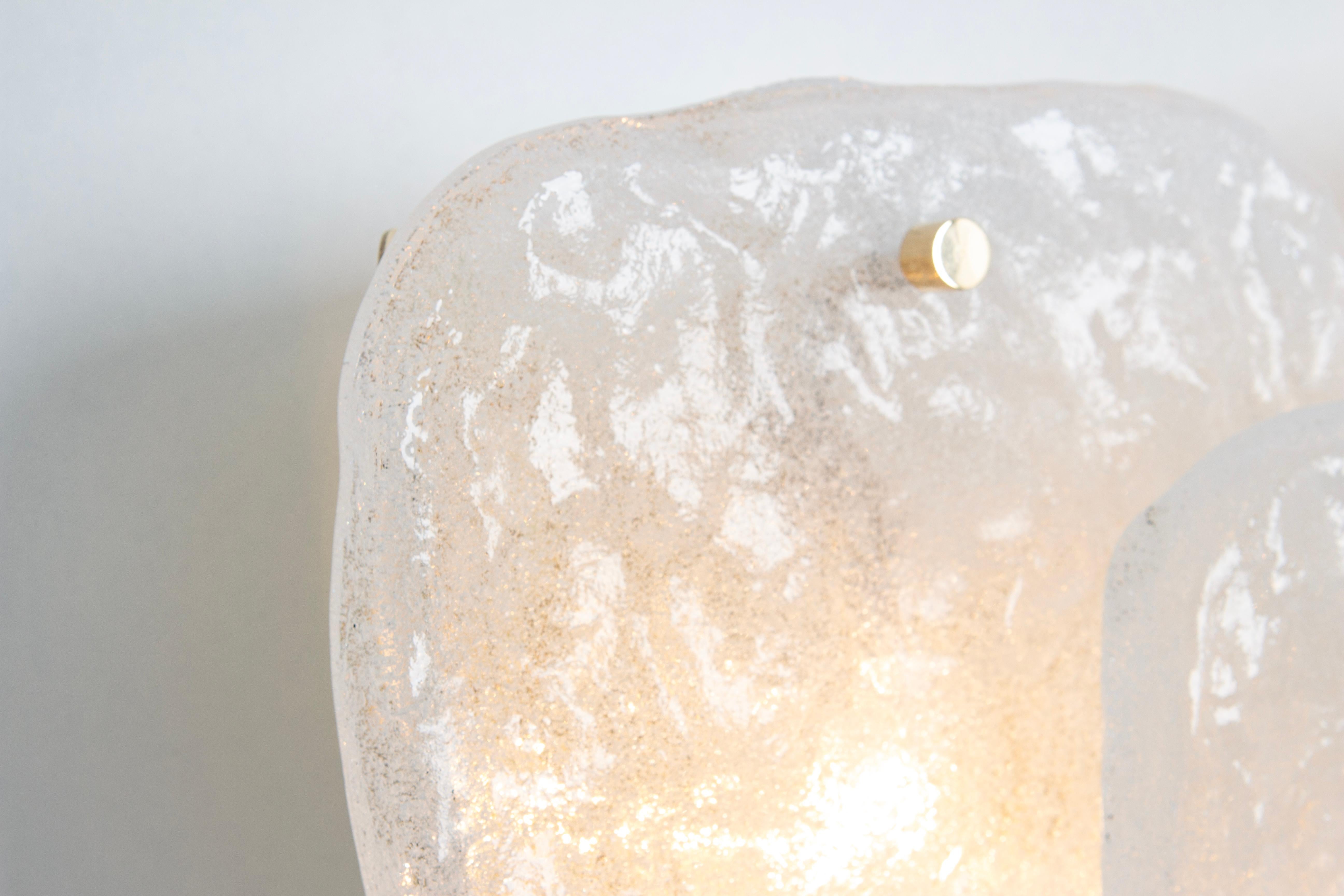 Pair of Large Brass Kalmar Wall Lights Murano Glass by Kalmar, Austria, 1960s For Sale 3
