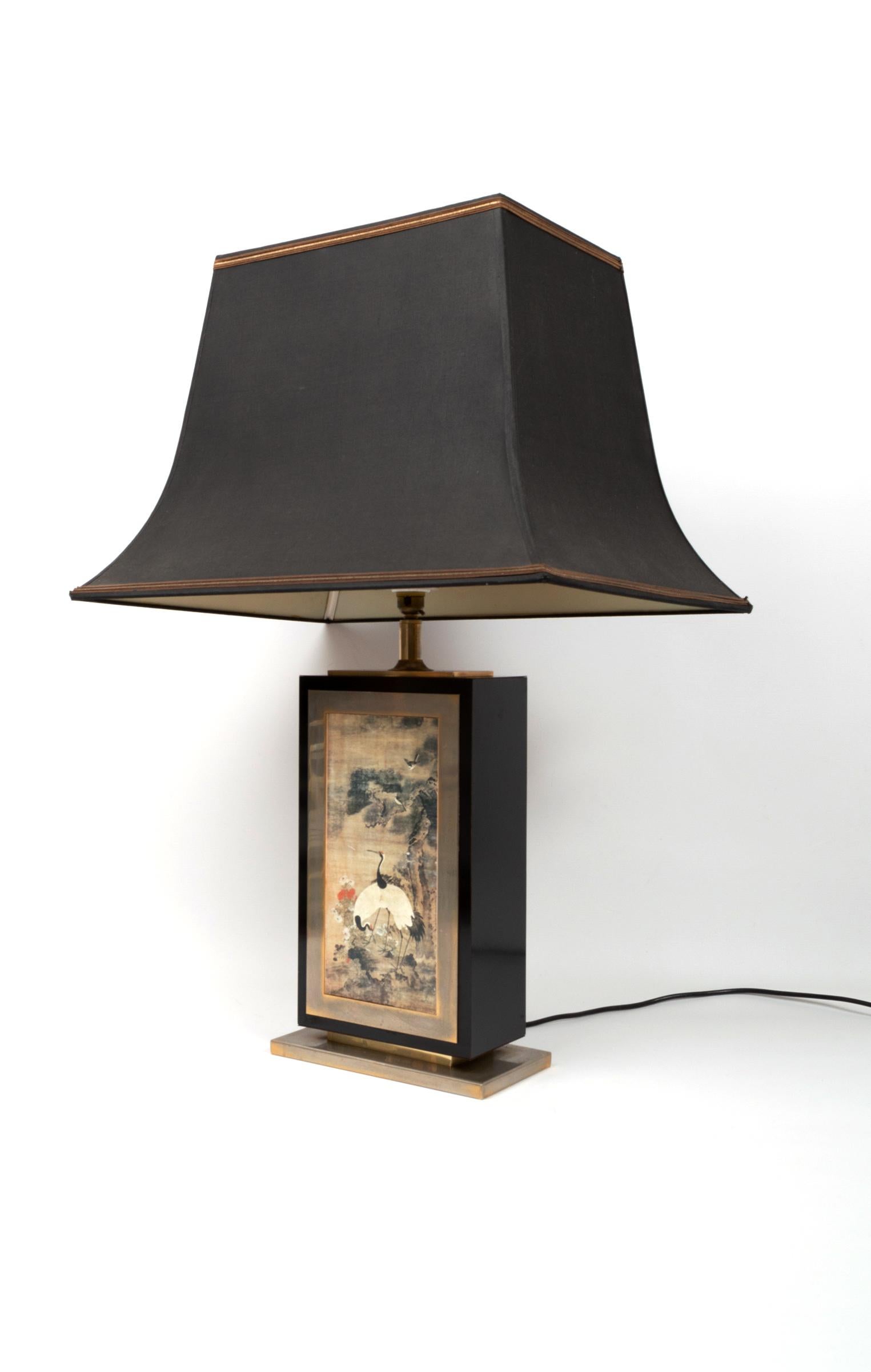 Paire de grandes lampes pagodes en laiton et laque Jean-Claude Mahey, France, datant d'environ 1970 en vente 2