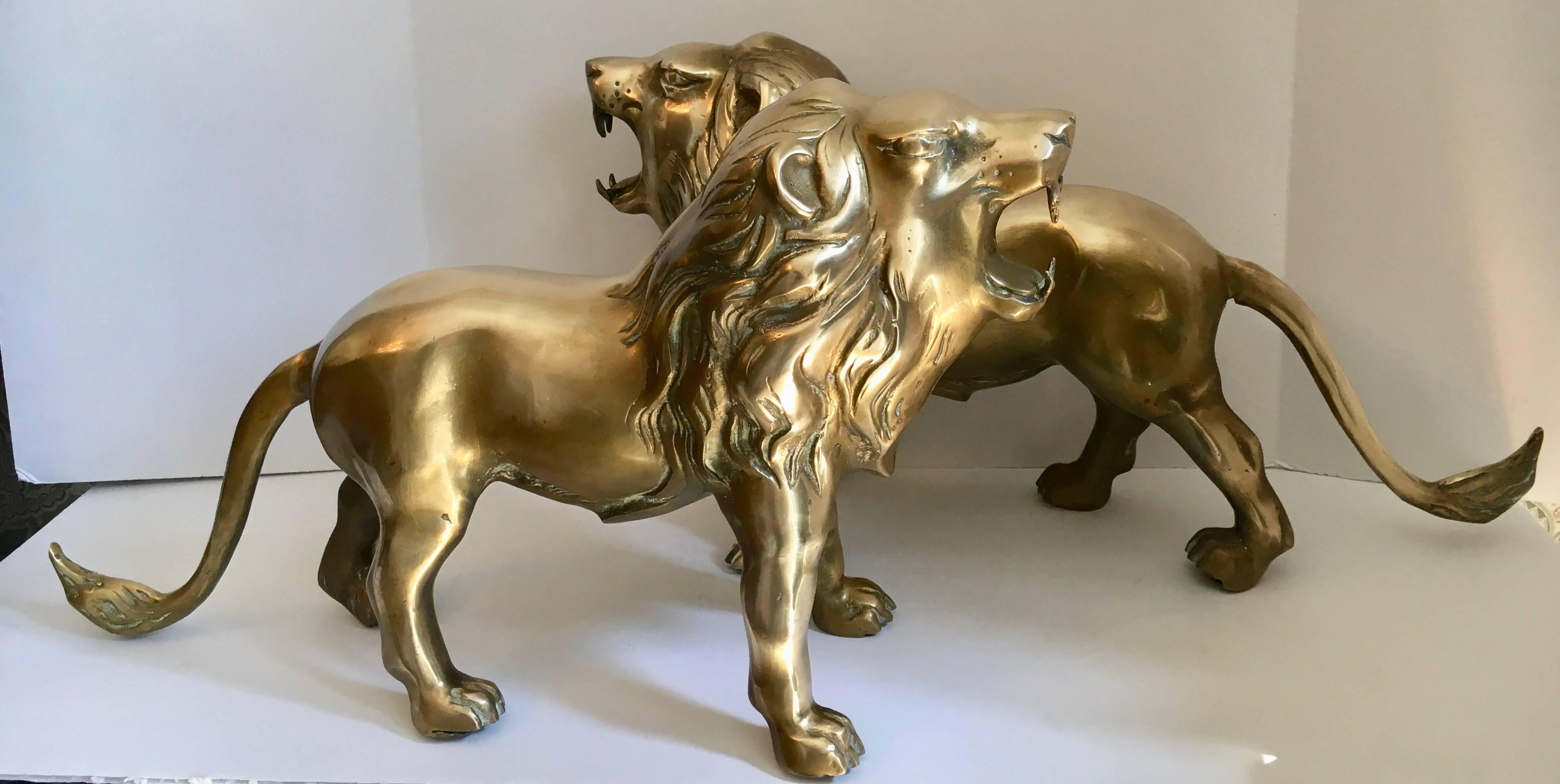 brass lion bookends