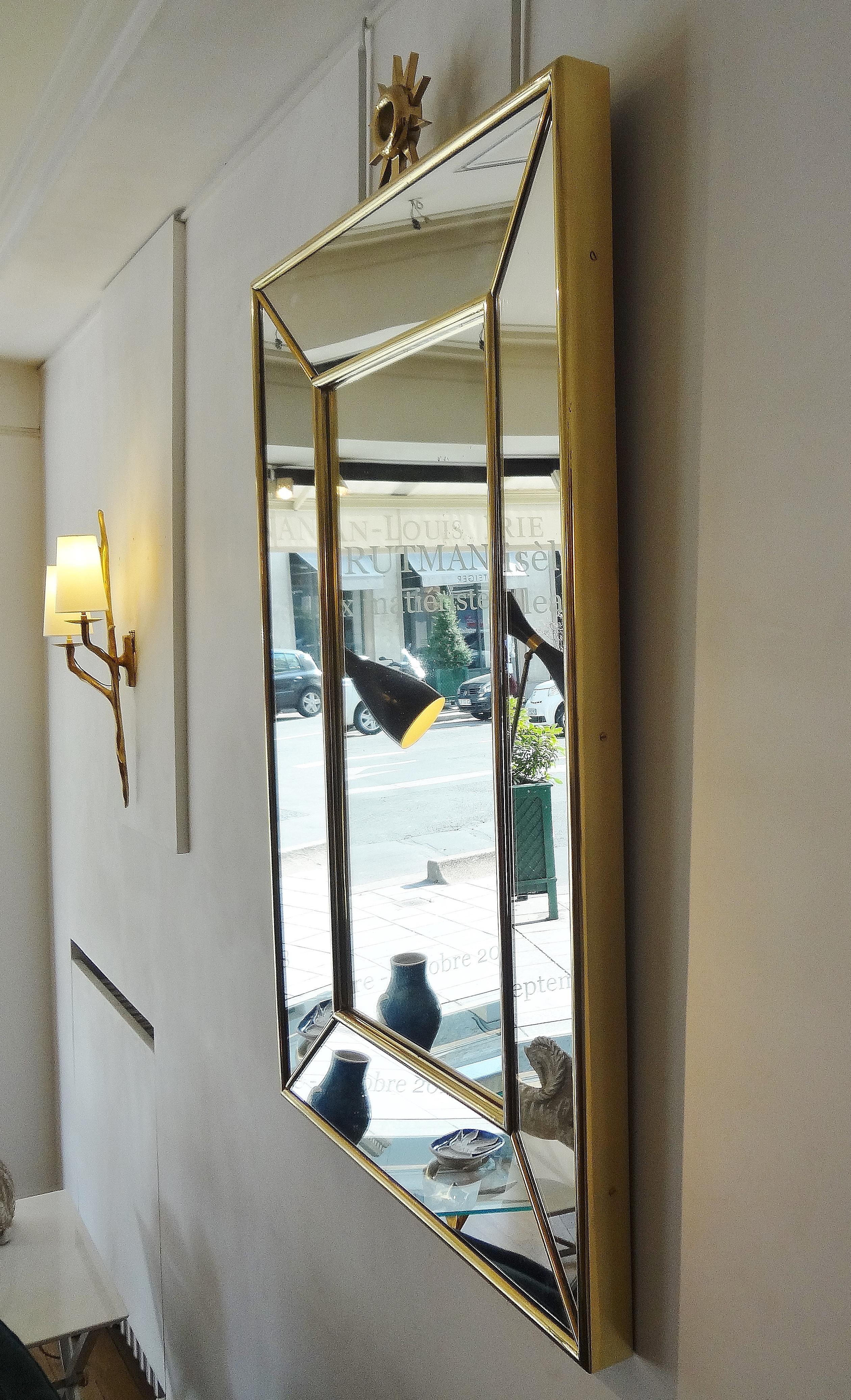 Pair of Large Brass Mirrors, Italy, 1980 In Good Condition For Sale In Paris, FR