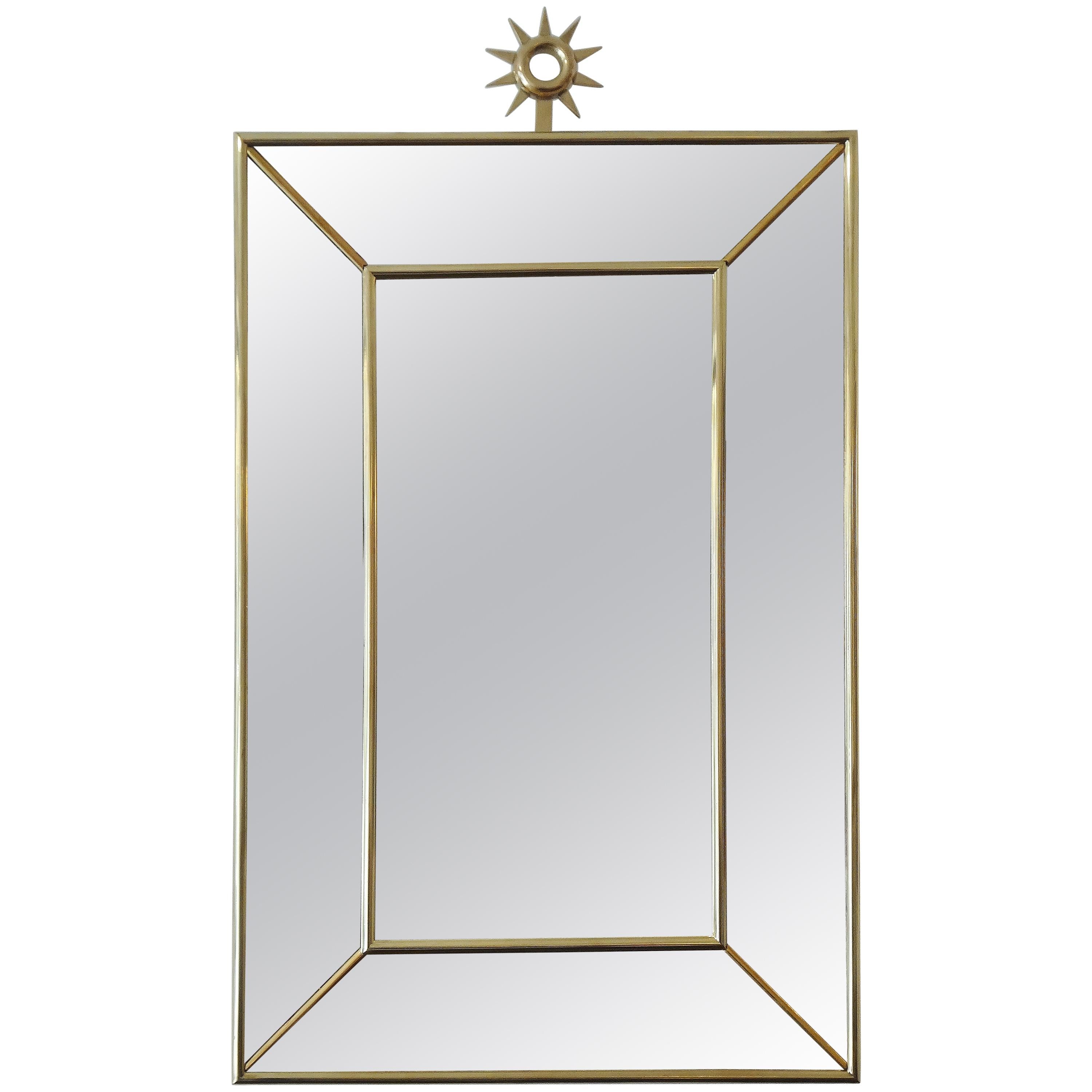 Pair of Large Brass Mirrors, Italy, 1980 For Sale
