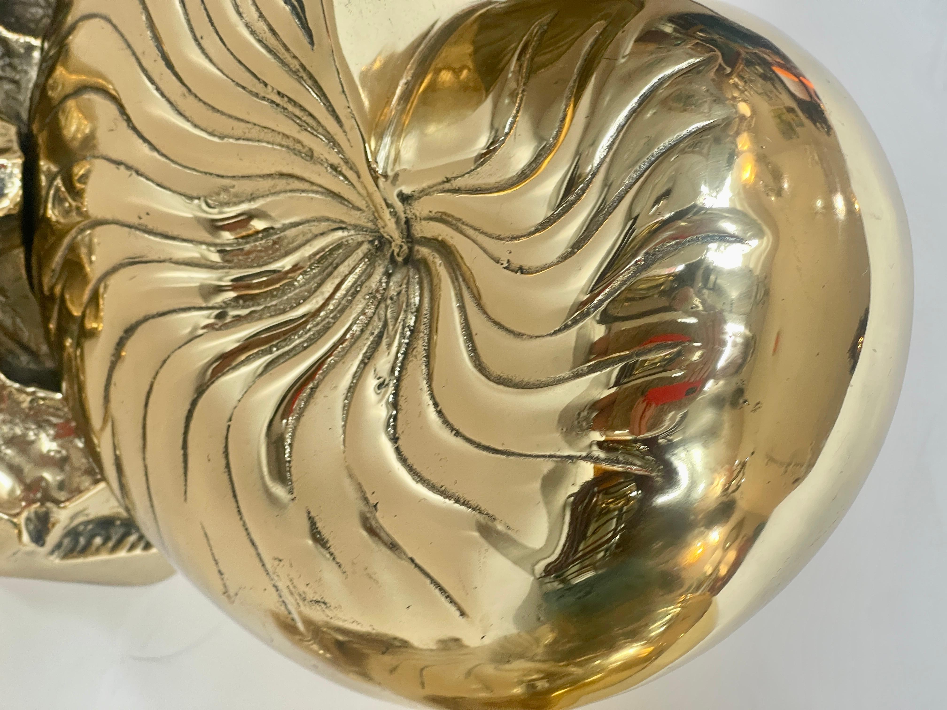 Paire de grands seaux à bouteilles ou jardinières Nautilus en laiton en vente 6
