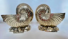 Pair of Large Brass Nautilus Wine & Champagne Bottle Coolers or Planter