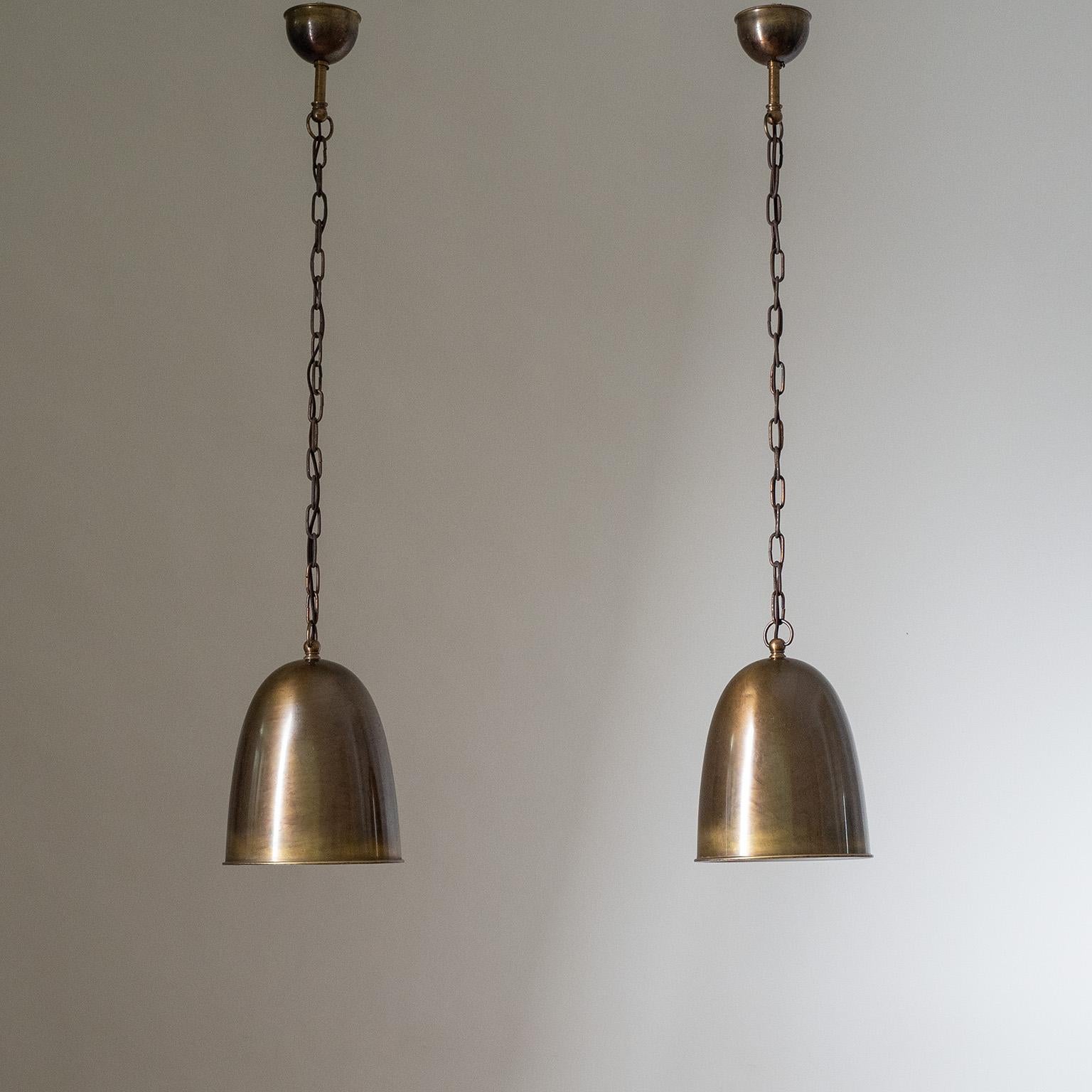 Pair of Large Brass Pendants, 1930s 4