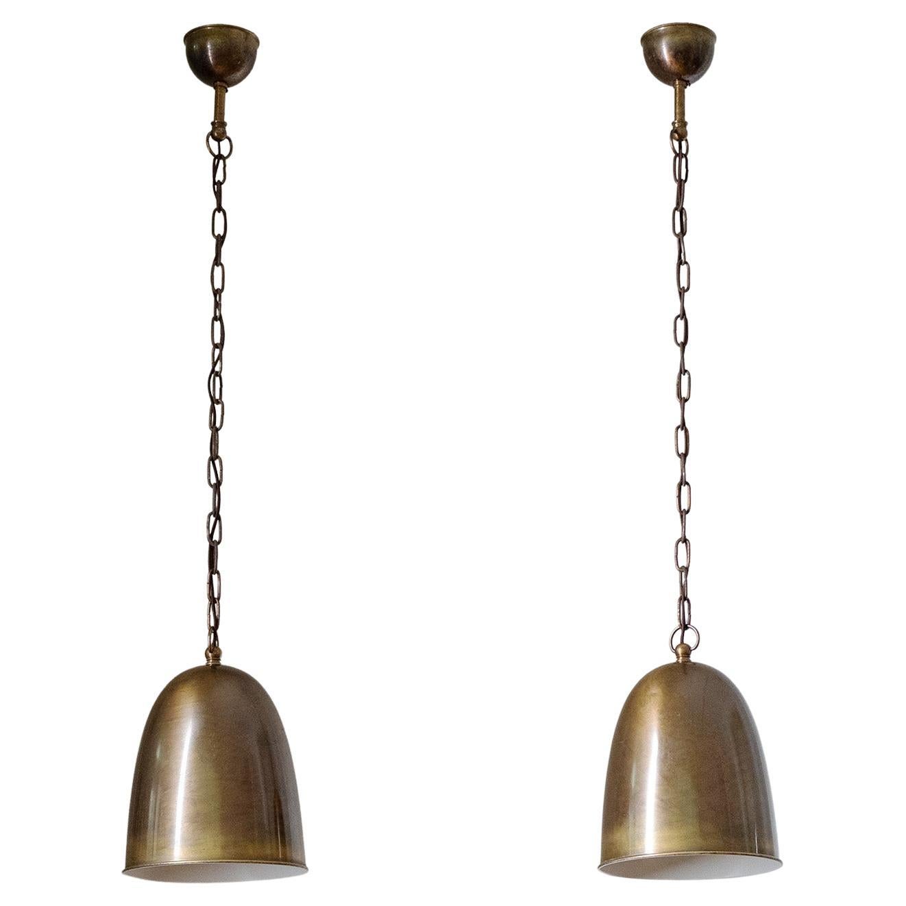 Pair of Large Brass Pendants, 1930s