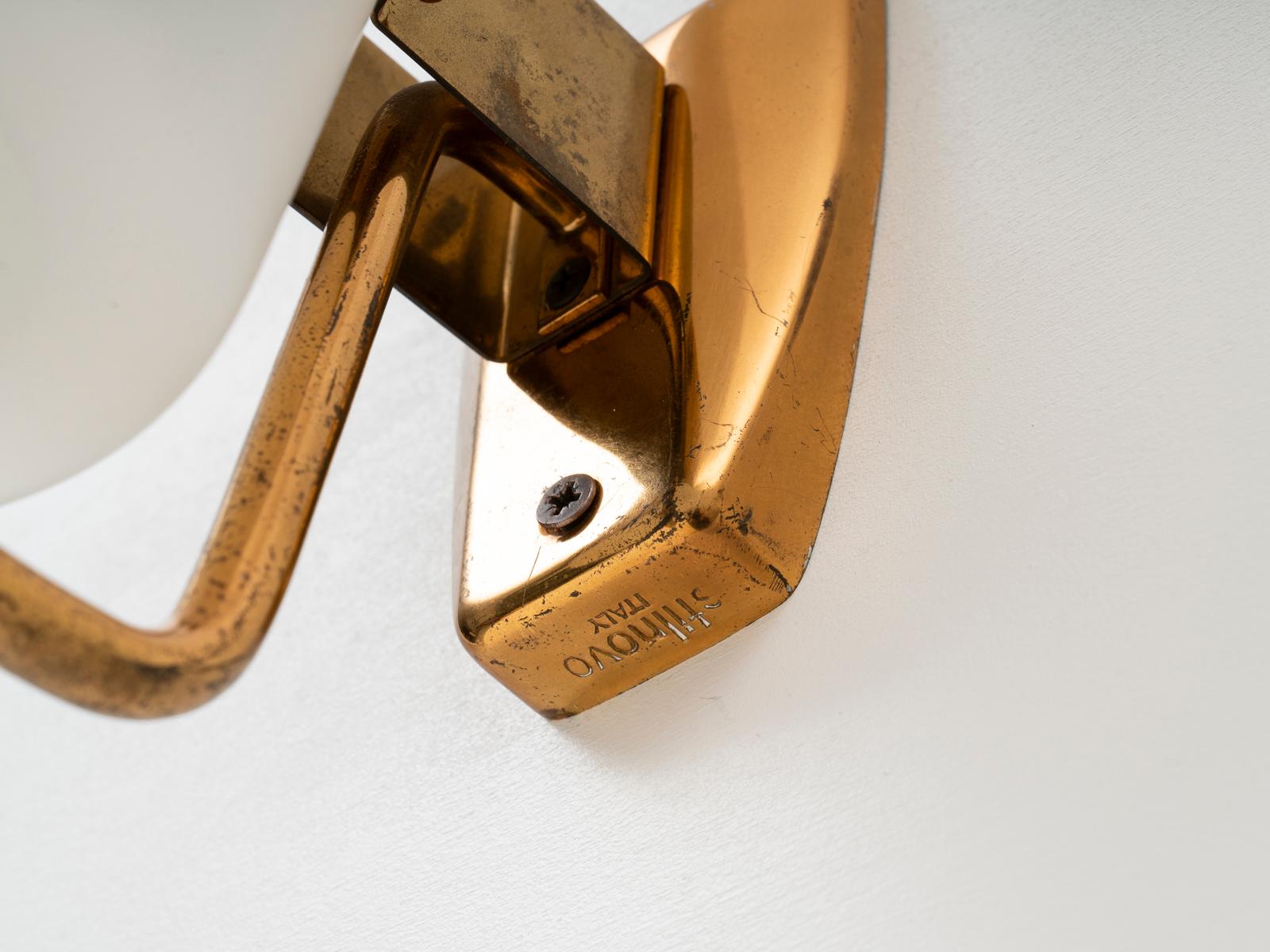 Polished Pair of Large Brass Sconces by Stilnovo, Model 2078  For Sale