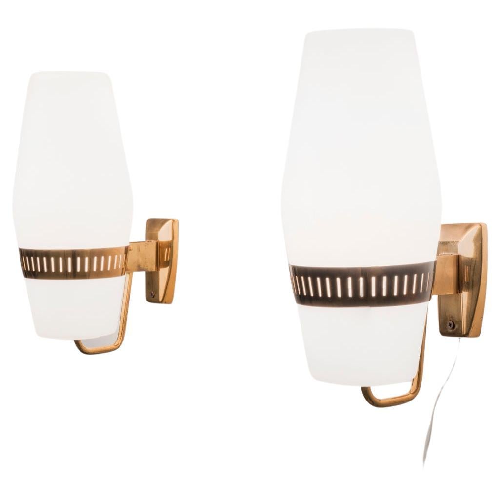 Pair of Large Brass Sconces by Stilnovo, Model 2078 