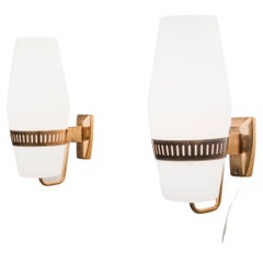 Pair of Large Brass Sconces by Stilnovo, Model 2078