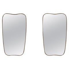 Pair of Large Brass Shield Mirrors