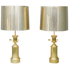 Pair of Large Brass Table Lamps by Vereinigte Werkstätten Germany 1960s