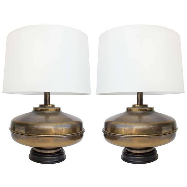 Pair of Large Brass Table Lamps