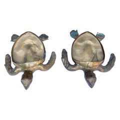 Pair of Large Brass Turtles Planters or Platters