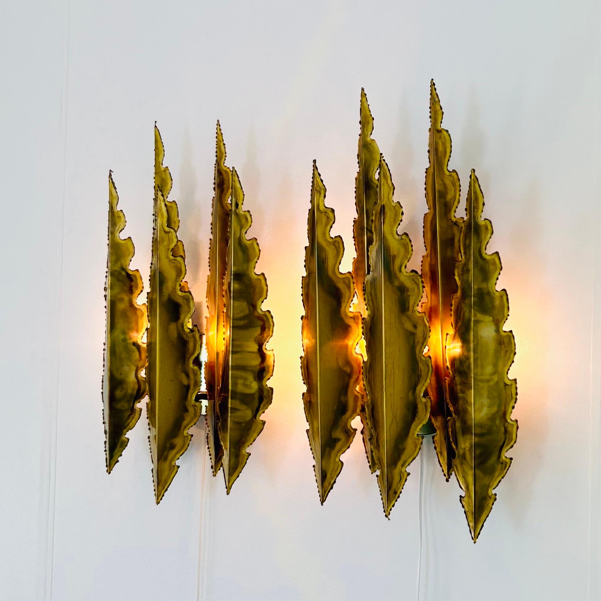 Danish Pair of Large Brass Wall Lamps by Svend Aage Holm Sorensen, 1960s, Denmark