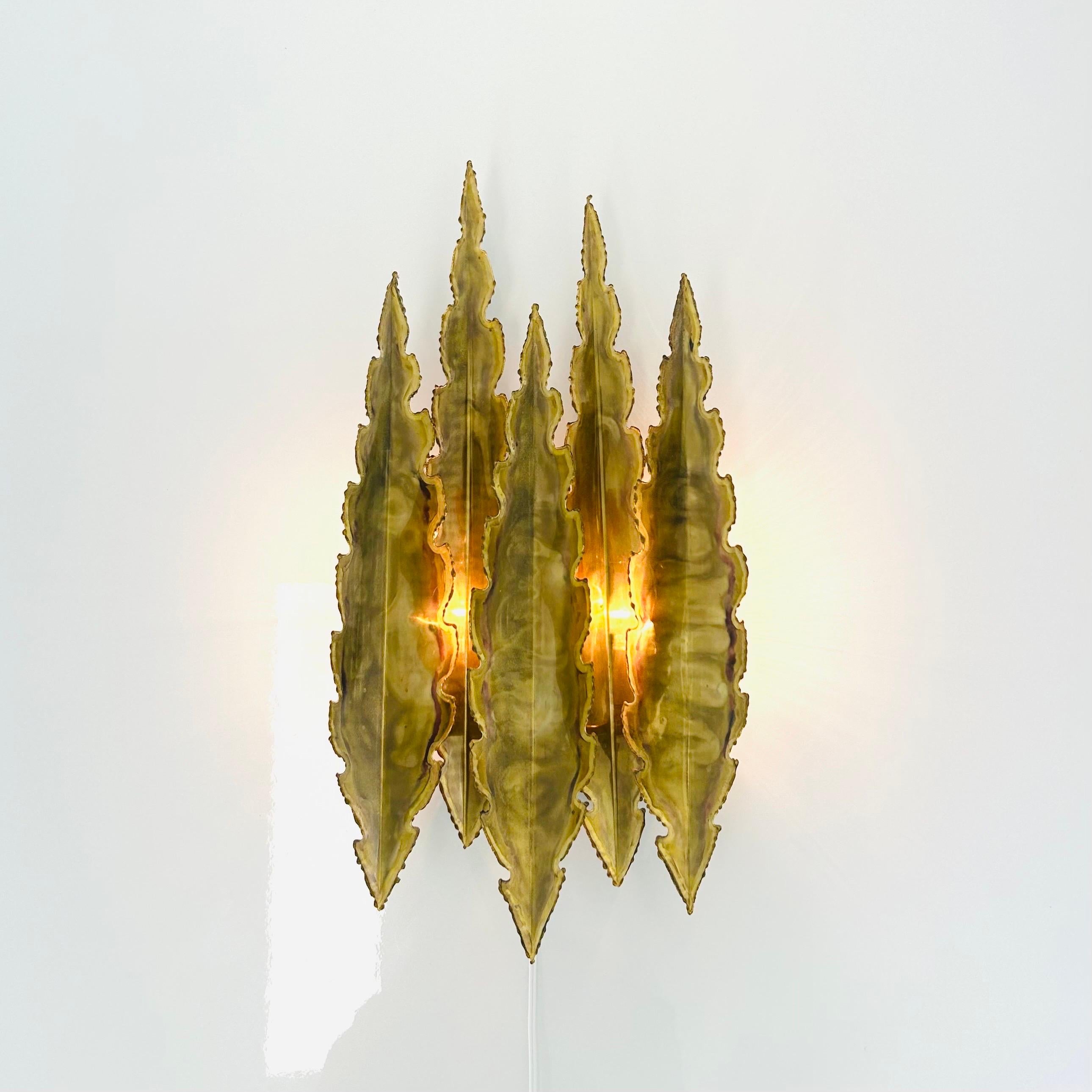 Mid-20th Century Pair of Large Brass Wall Lamps by Svend Aage Holm Sorensen, 1960s, Denmark For Sale