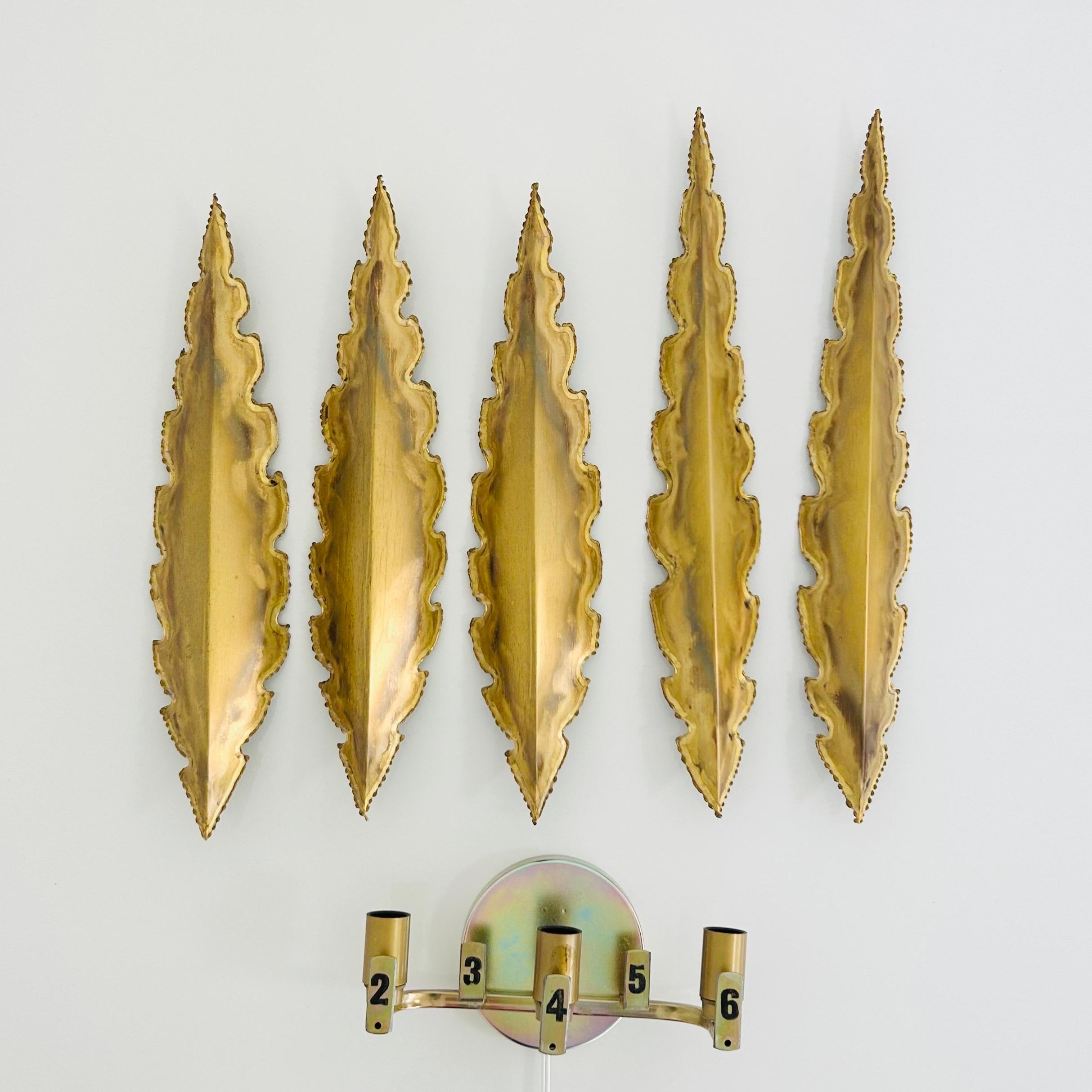 Pair of Large Brass Wall Lamps by Svend Aage Holm Sorensen, 1960s, Denmark For Sale 1