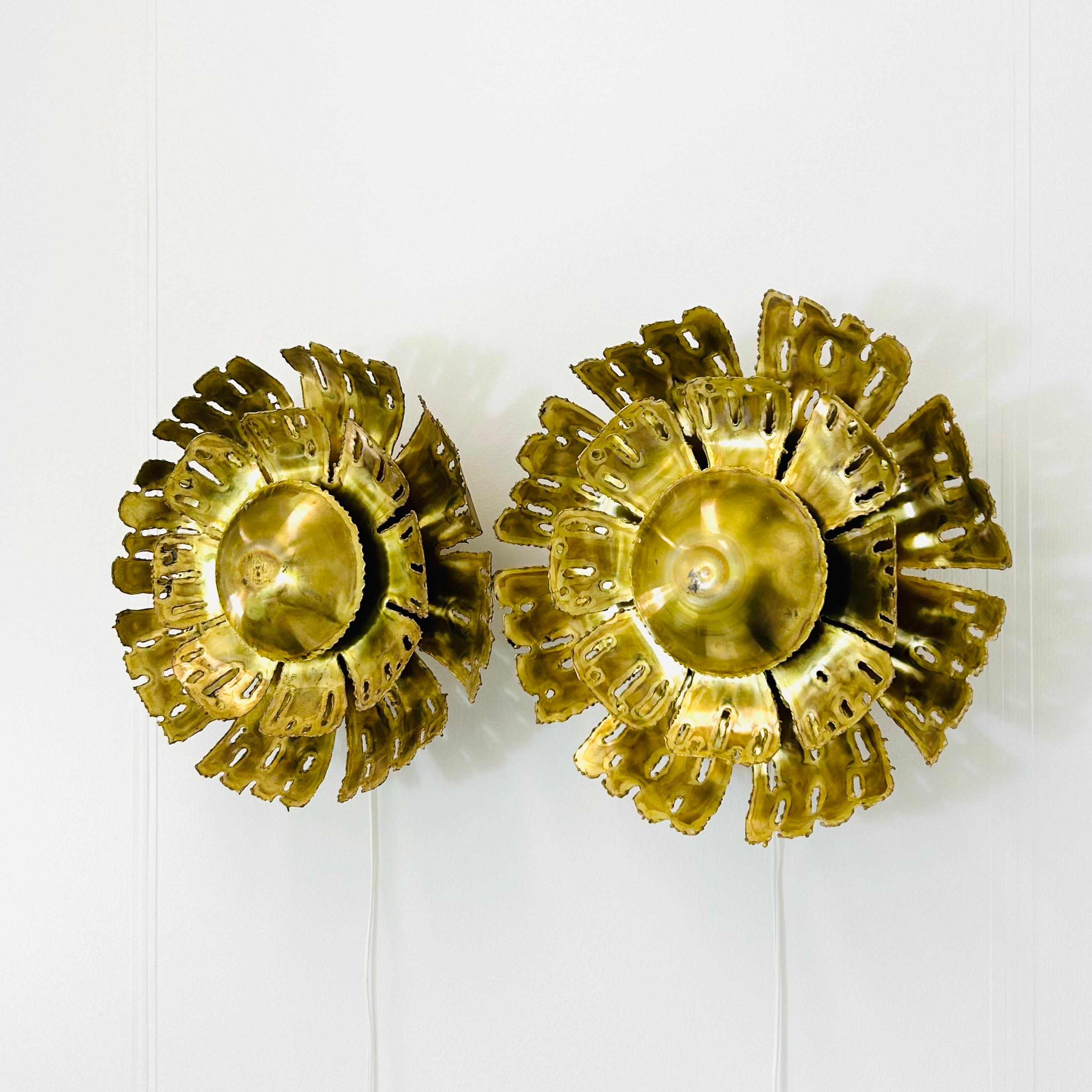 Pair of Large Brass Wall Lamps by Svend Aage Holm Sorensen, 1960s, Denmark 2