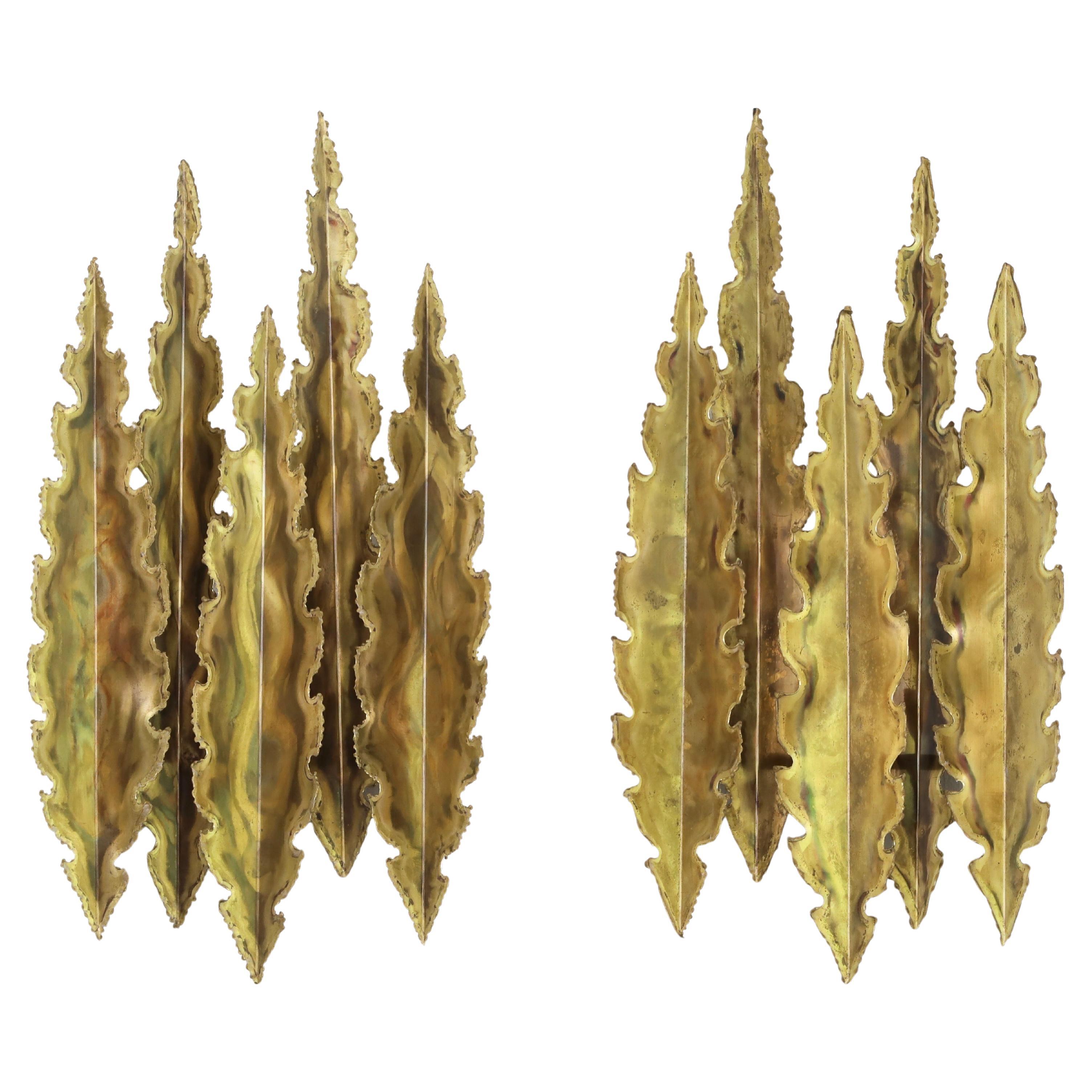 Pair of Large Brass Wall Lamps by Svend Aage Holm Sorensen, 1960s, Denmark