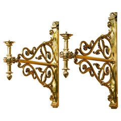 Pair of Large Brass Wall Sconces