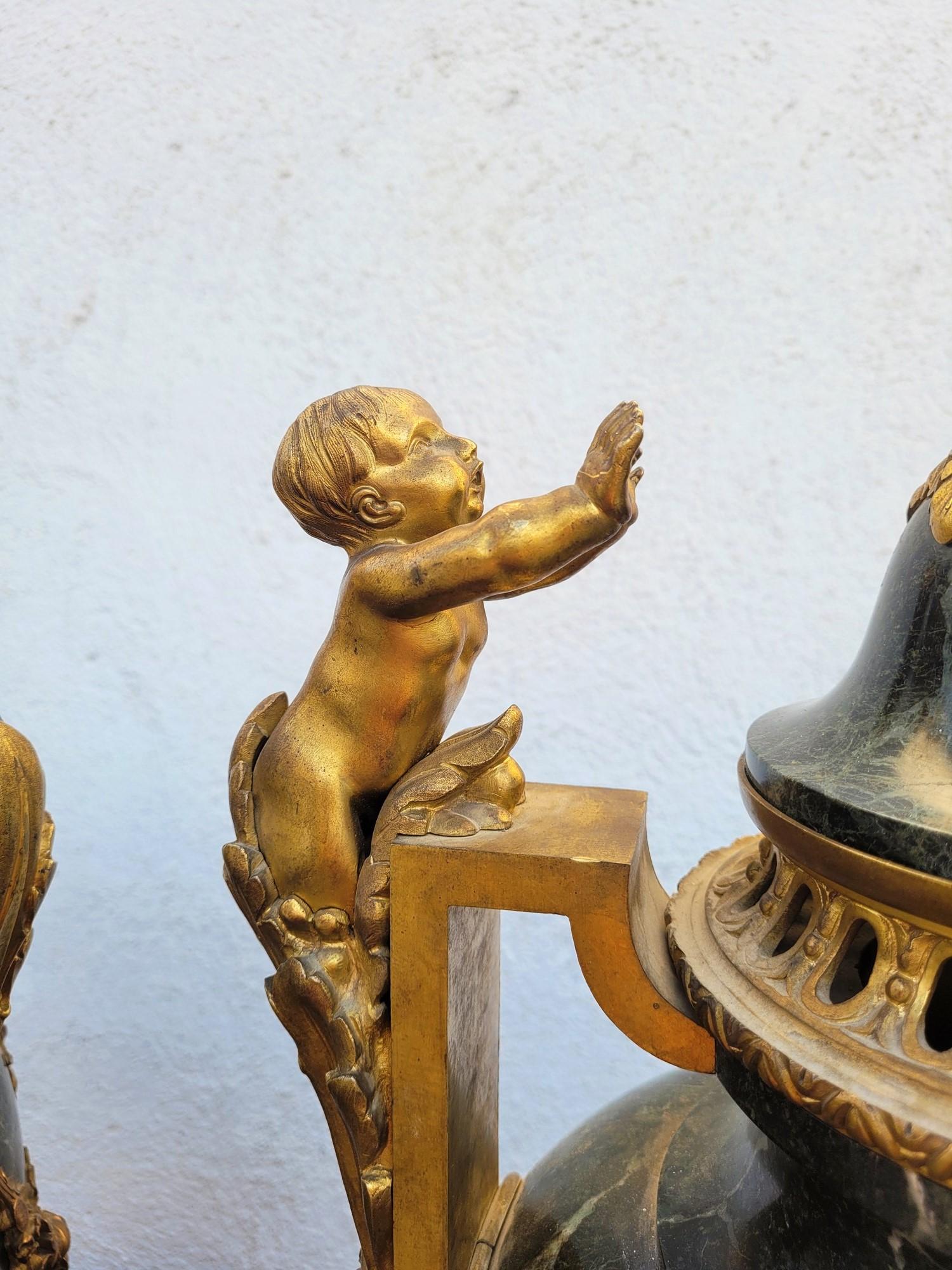 Francese Coppia di grandi cassette in bronzo e marmo, Napoleone III, XIX secolo in vendita