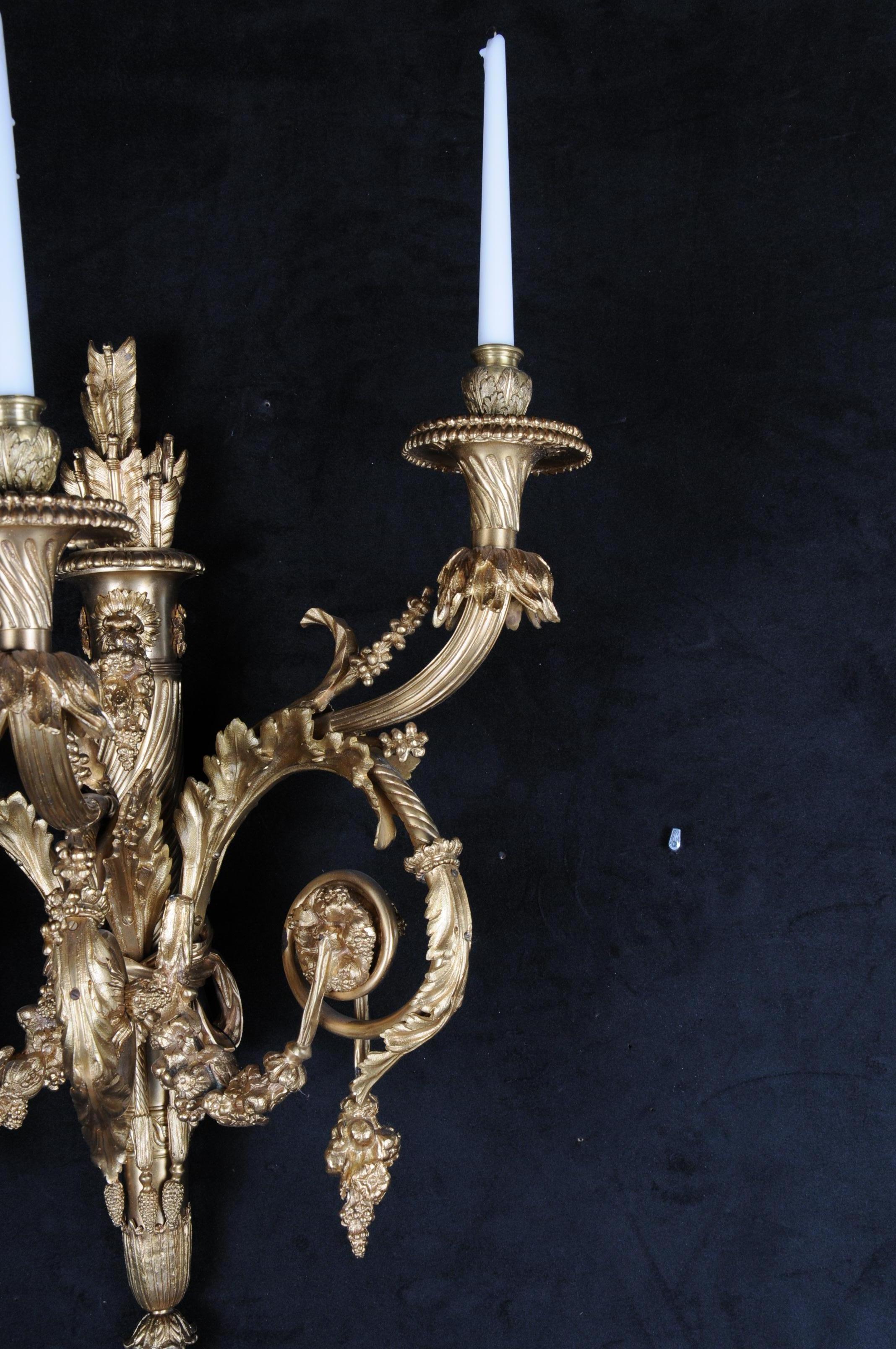 Pair of Large Bronze Appliques or Sconces After Henry Desson, 20th Century For Sale 8