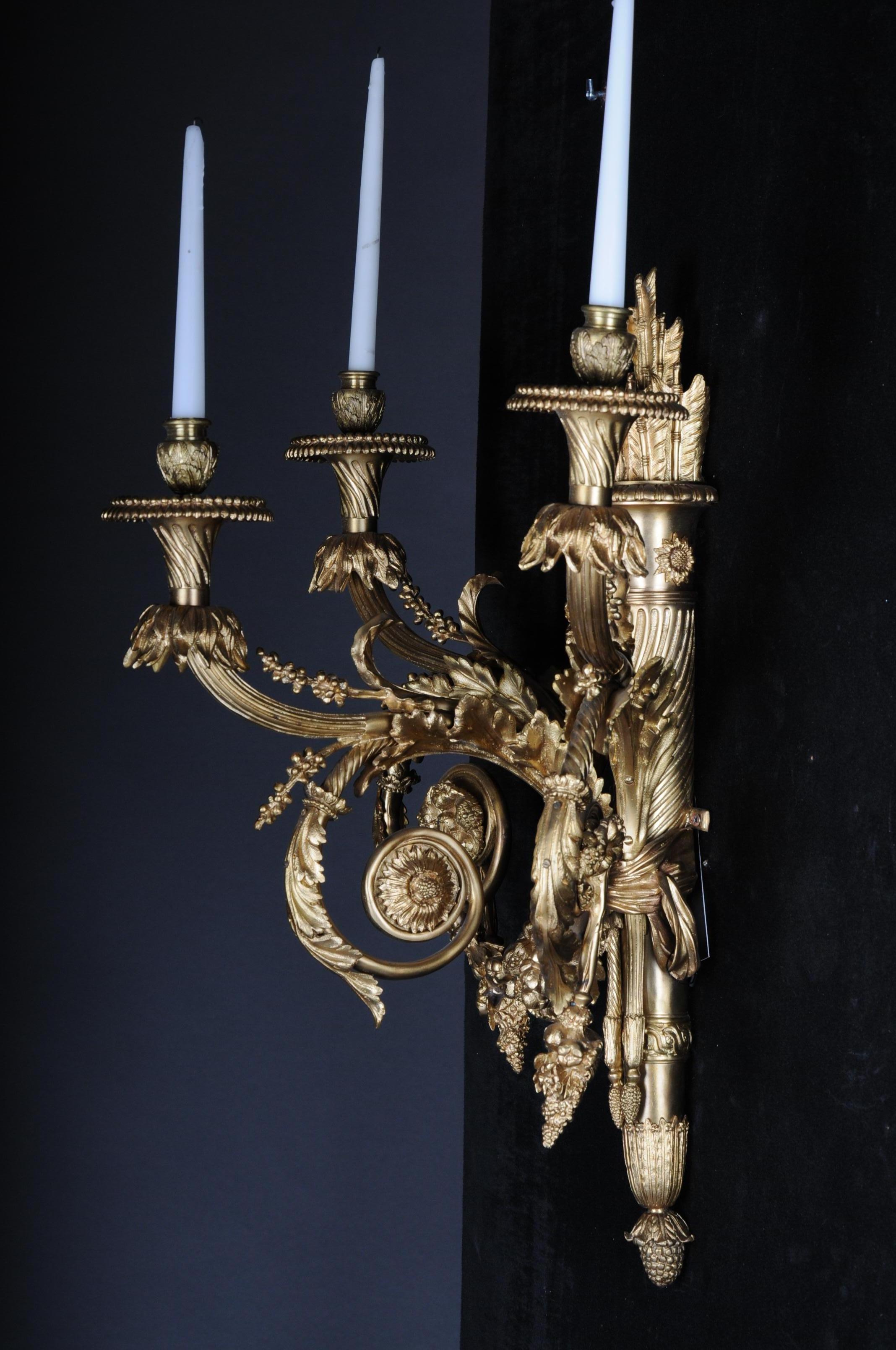 Pair of Large Bronze Appliques or Sconces After Henry Desson, 20th Century For Sale 9