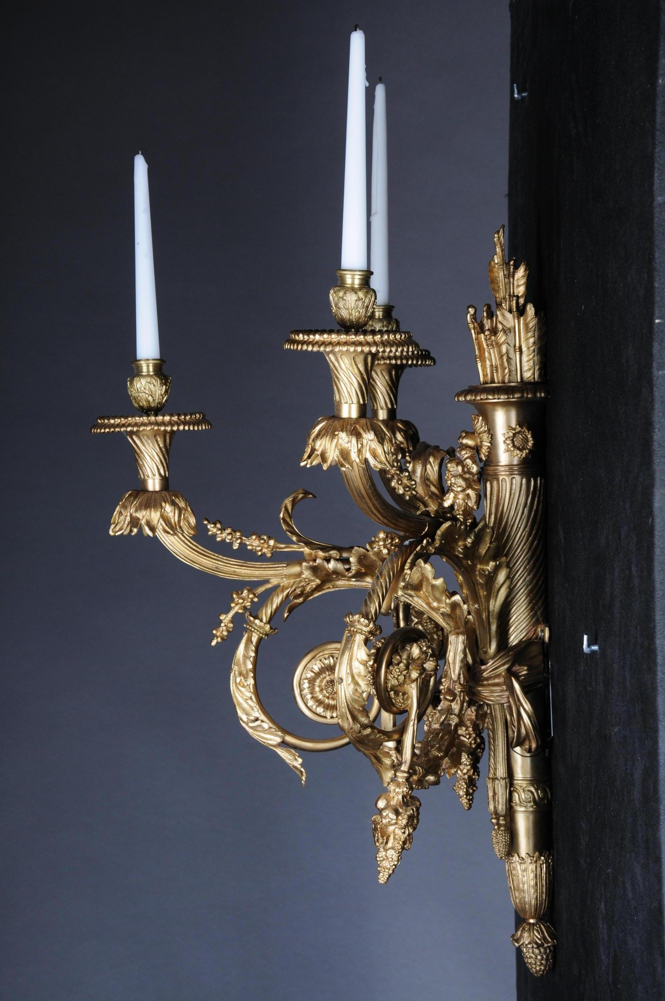 Pair of Large Bronze Appliques or Sconces After Henry Desson, 20th Century For Sale 12