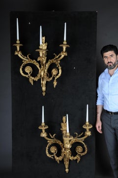 Pair of Large Bronze Appliques or Sconces After Henry Desson, 20th Century