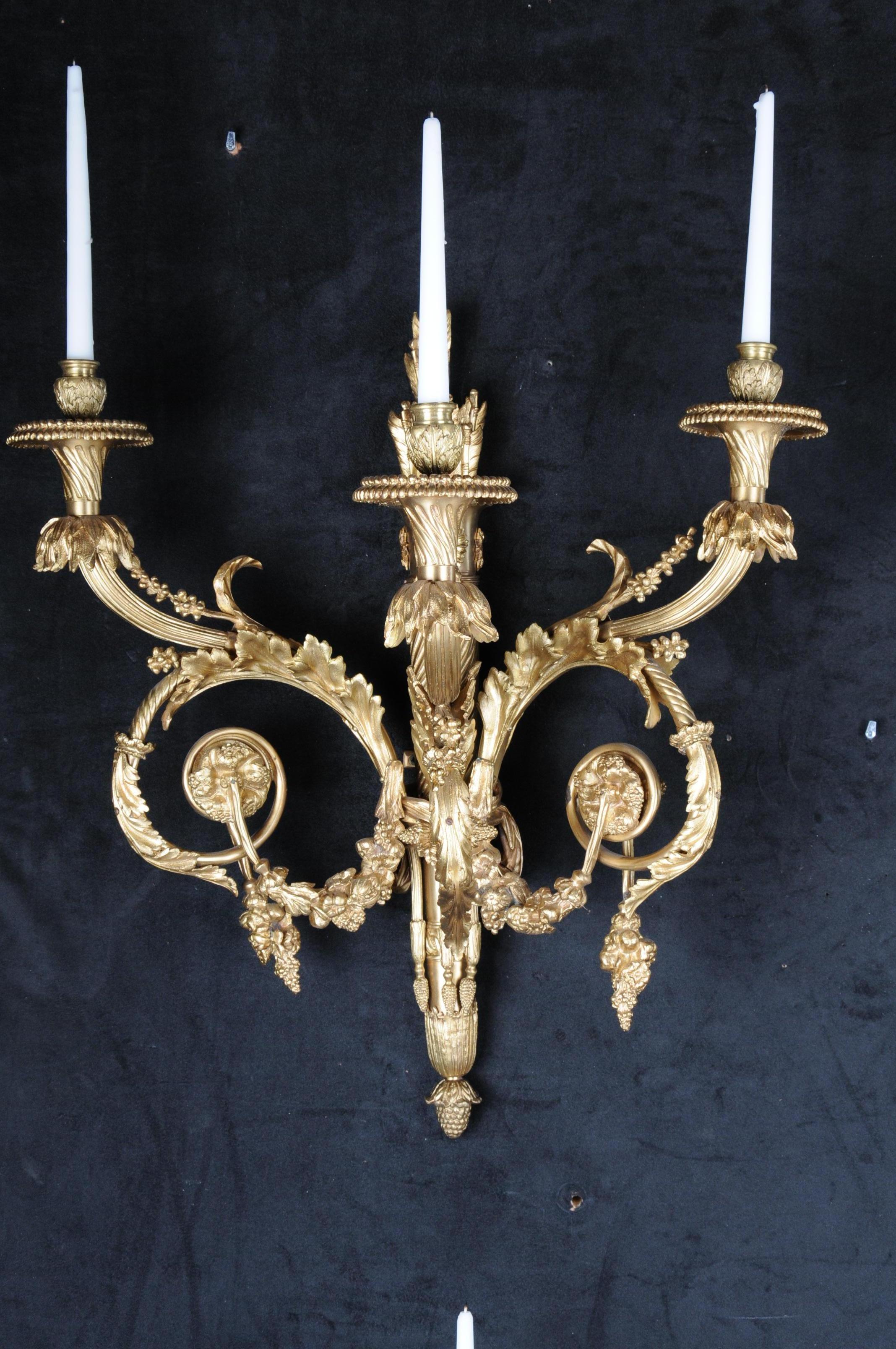 French Pair of Large Bronze Appliques or Sconces After Henry Desson, 20th Century For Sale