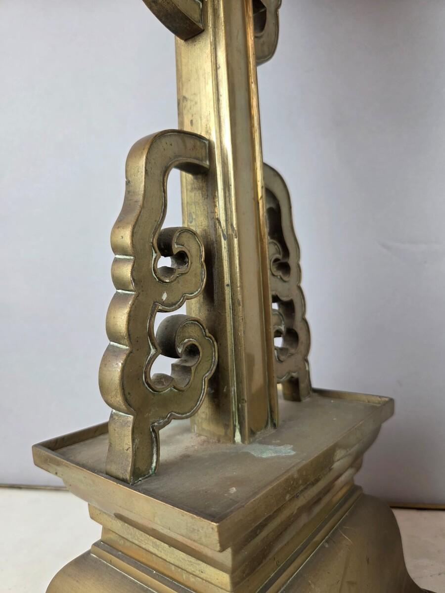 Pair Of Large Bronze Candlesticks, Chinese Work, Late 19th Century For Sale 3