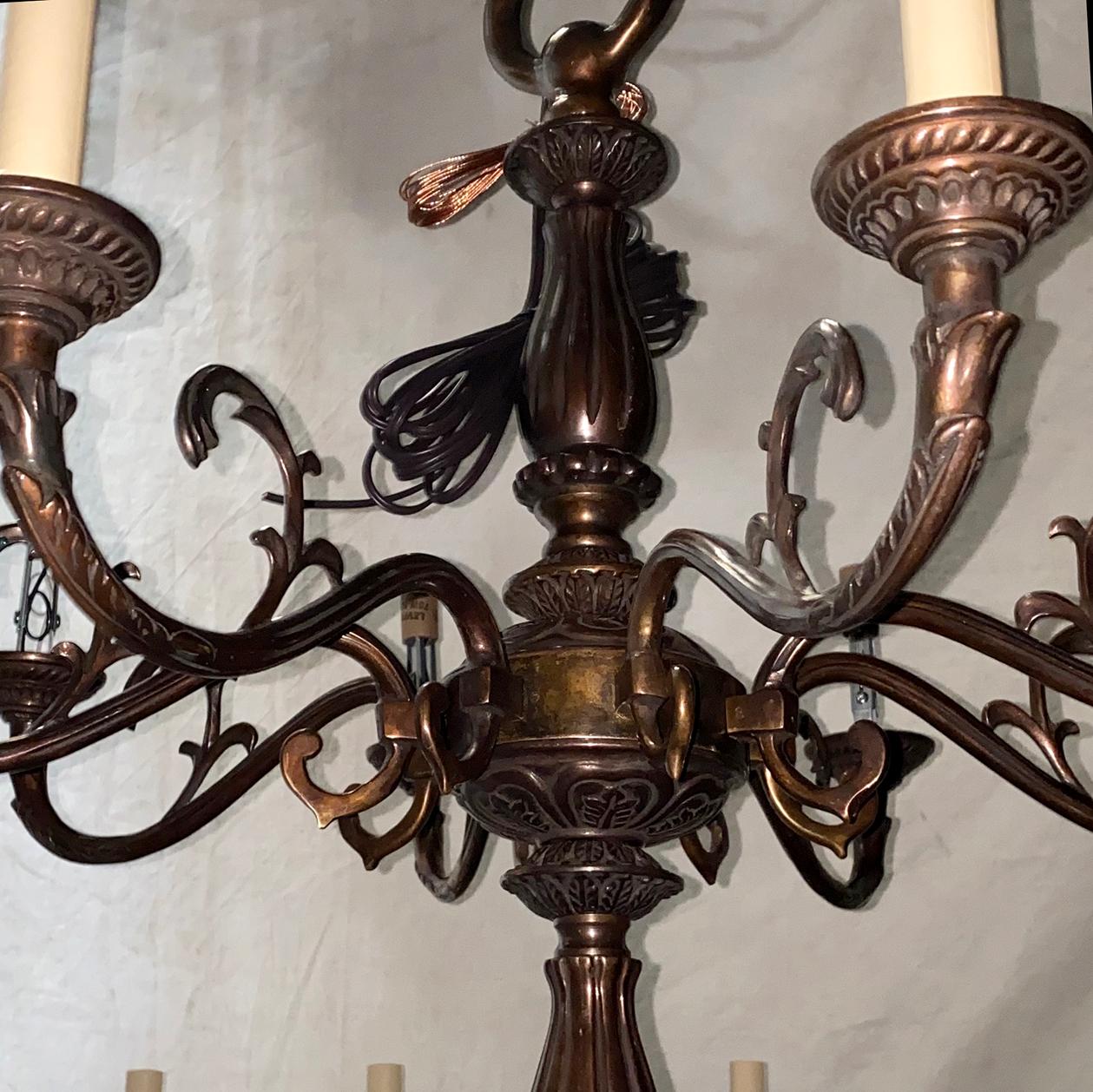 French Pair of Large Bronze Chandeliers, sold individually  For Sale