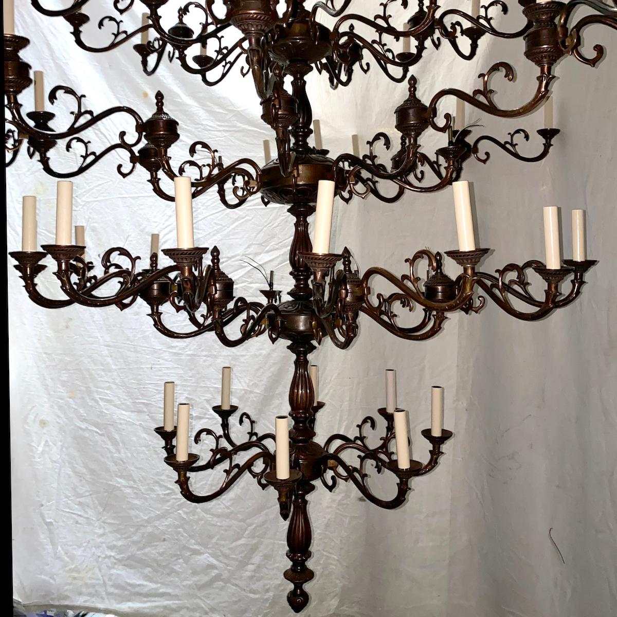 Pair of Large Bronze Chandeliers, sold individually  For Sale 1