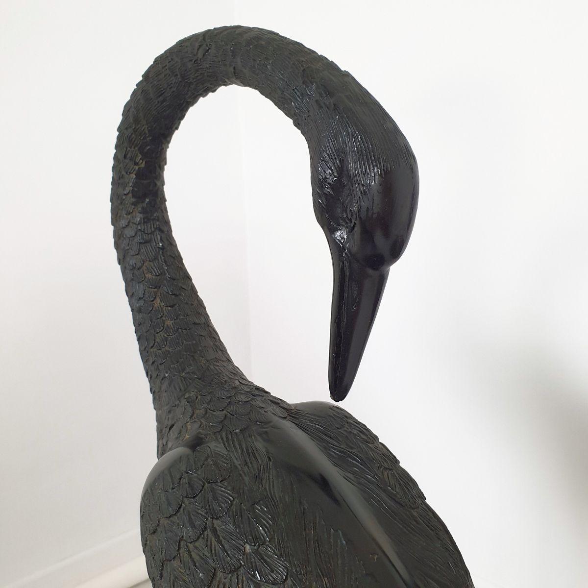 Bronze Pair of large bronze crane birds For Sale