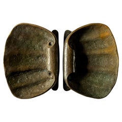 Vintage Pair of Large Bronze Door Handles in the Shape of Shells
