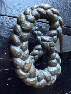 Pair of Large Bronze Door Handles in the Shape of Pretzels 20th Century European