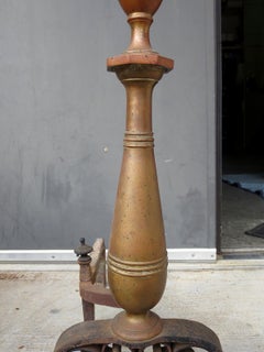 Pair of Large Bronze and Iron Andirons, circa 1900
