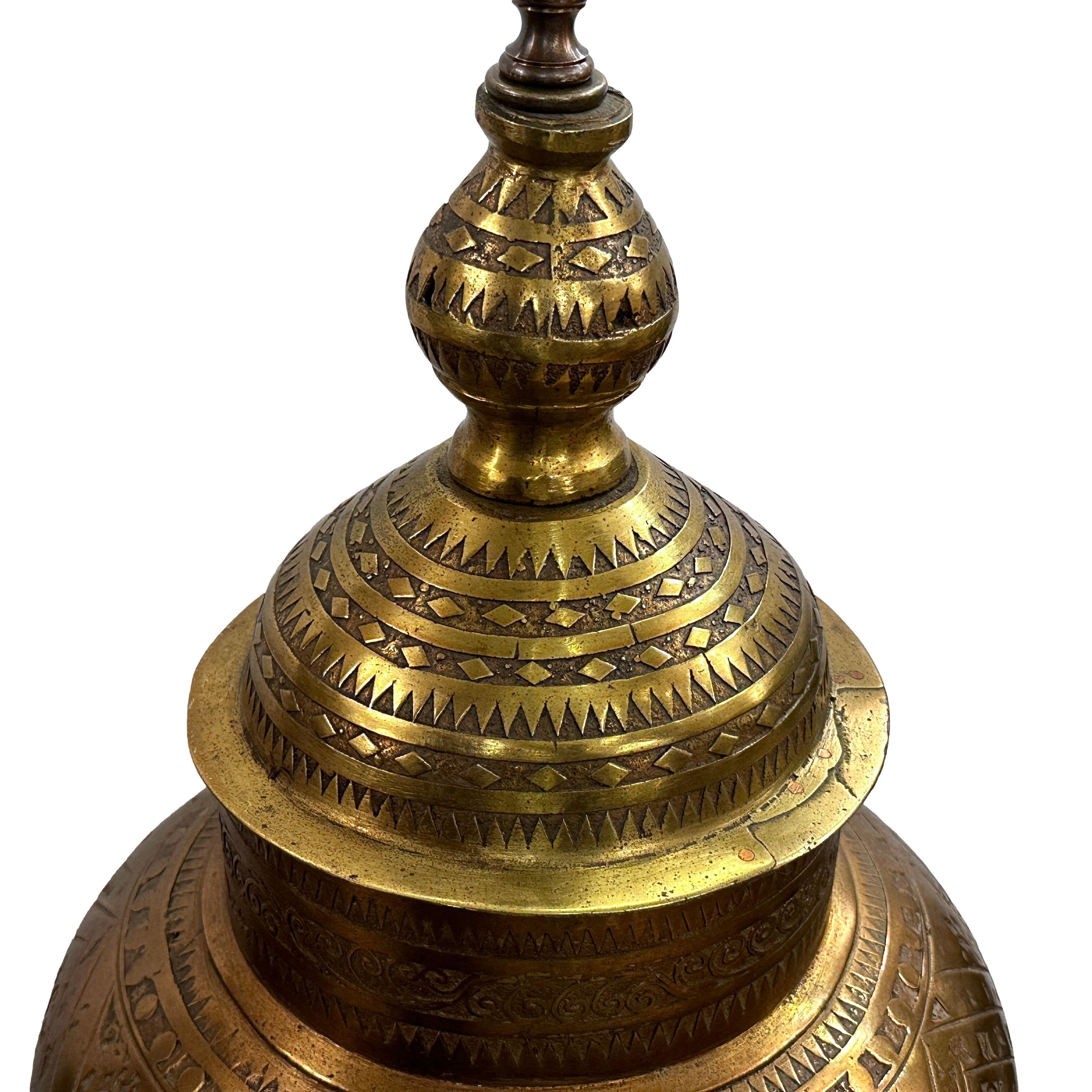 Moroccan Pair of Large Bronze Lamps For Sale