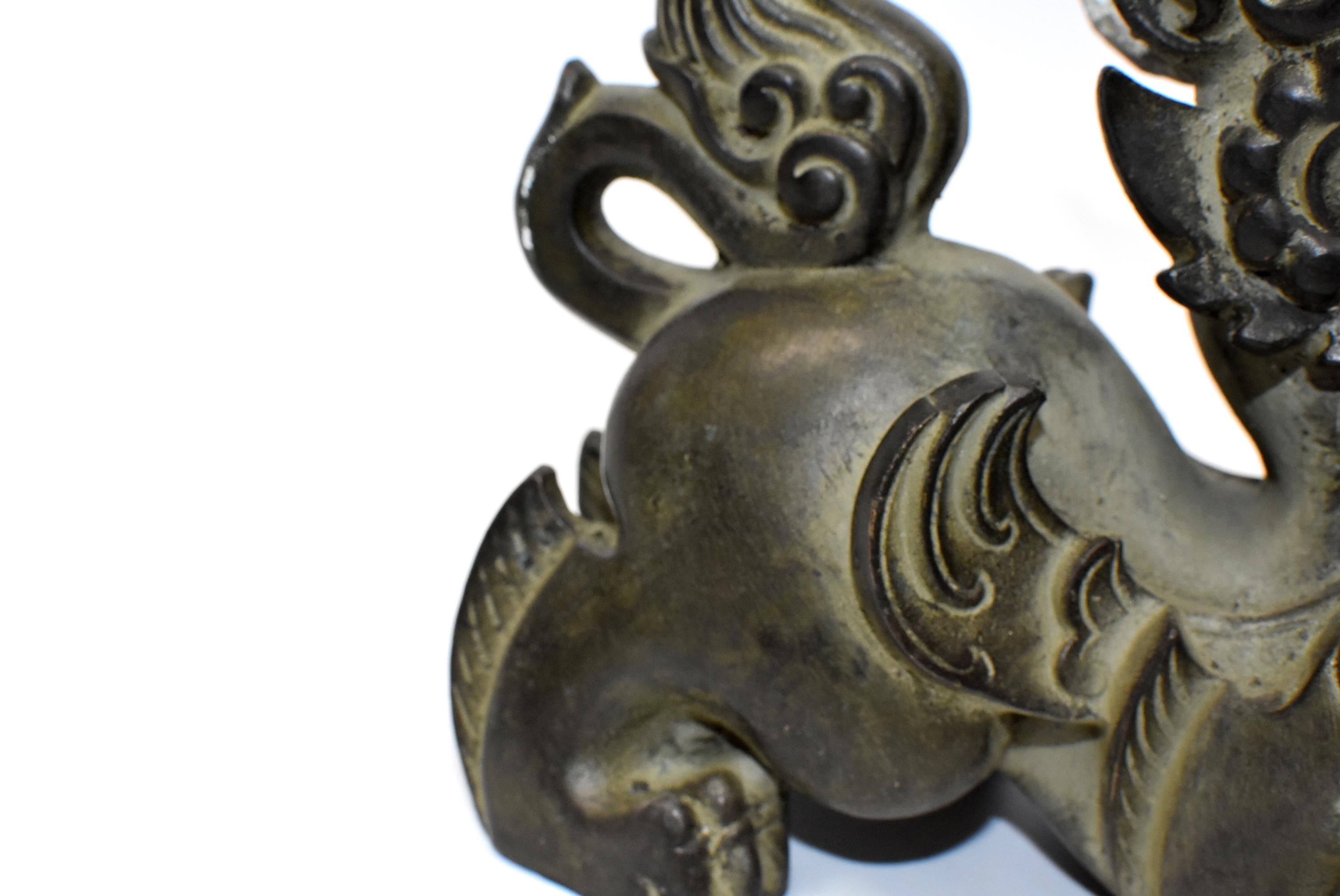 Pair of Large Bronze Pixiu Wealth Lions, Doorstops, Paperweights 11