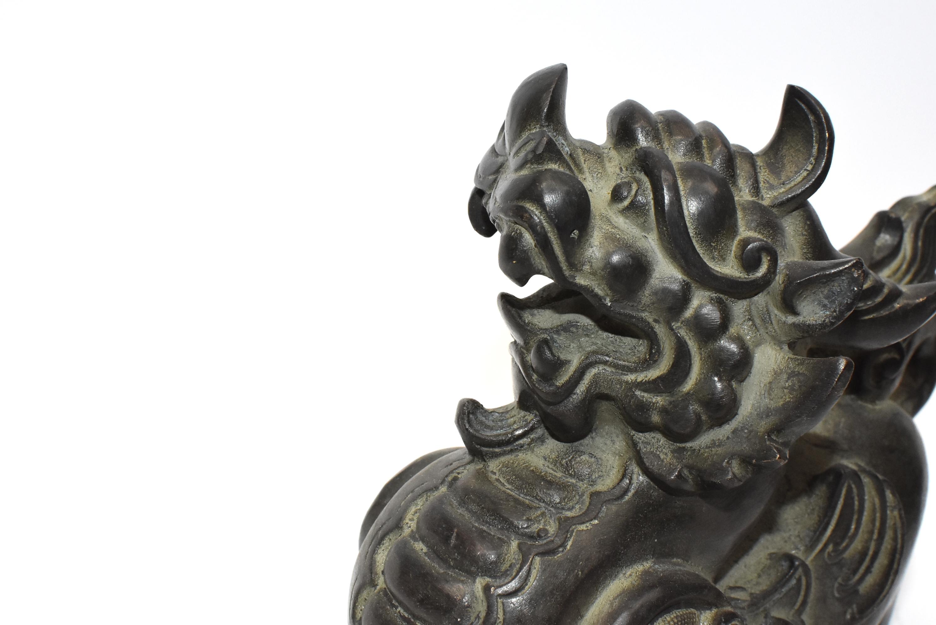 Pair of Large Bronze Pixiu Wealth Lions, Doorstops, Paperweights 13