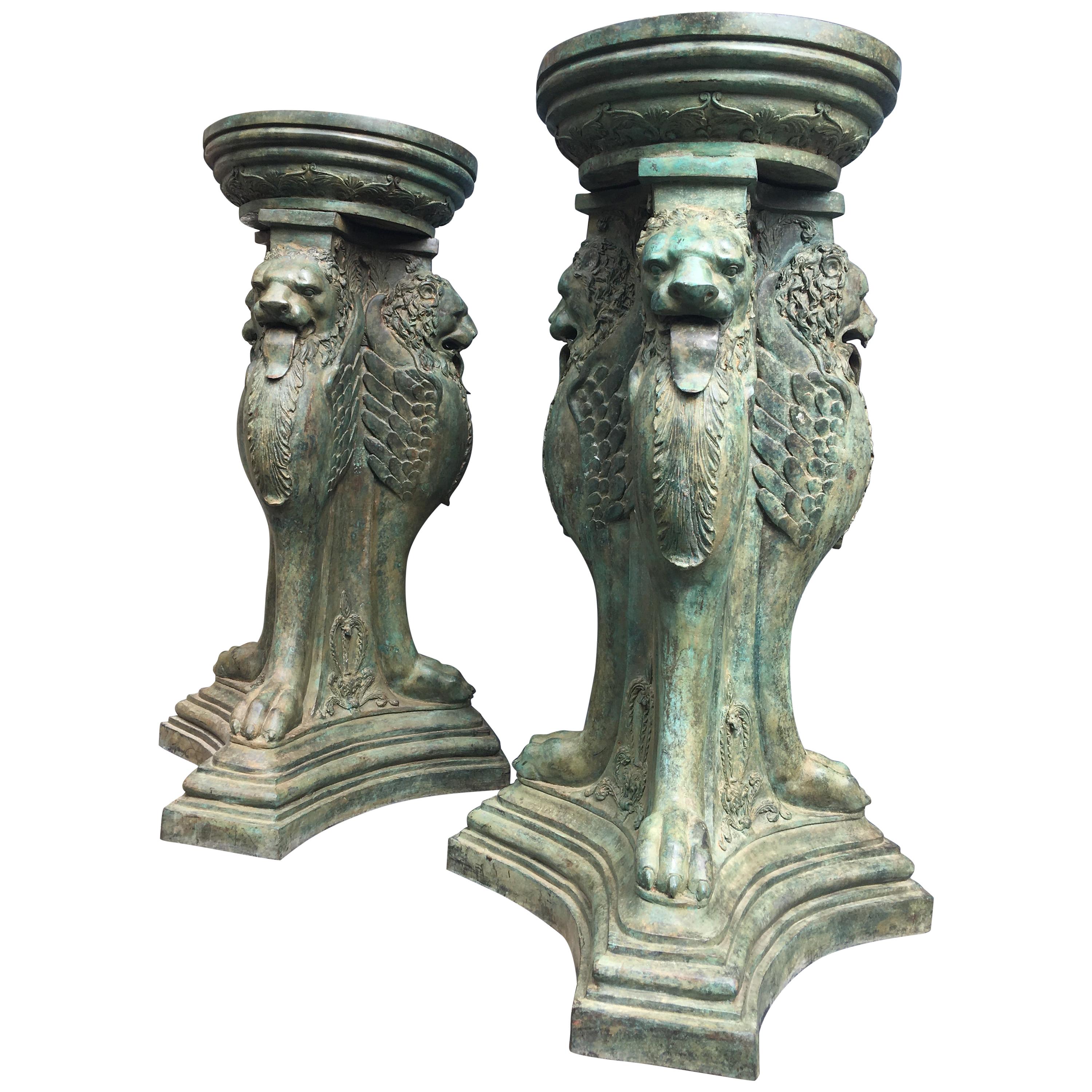 Pair Of Large Bronze Planters Or Garden Urns