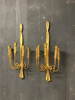 Pair of Large Bronze Sconces Attributed to Riccardo Scarpa, circa 1960