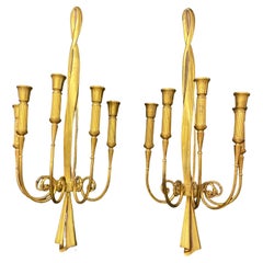 Pair of Large Bronze Sconces Attributed to Riccardo Scarpa, circa 1960