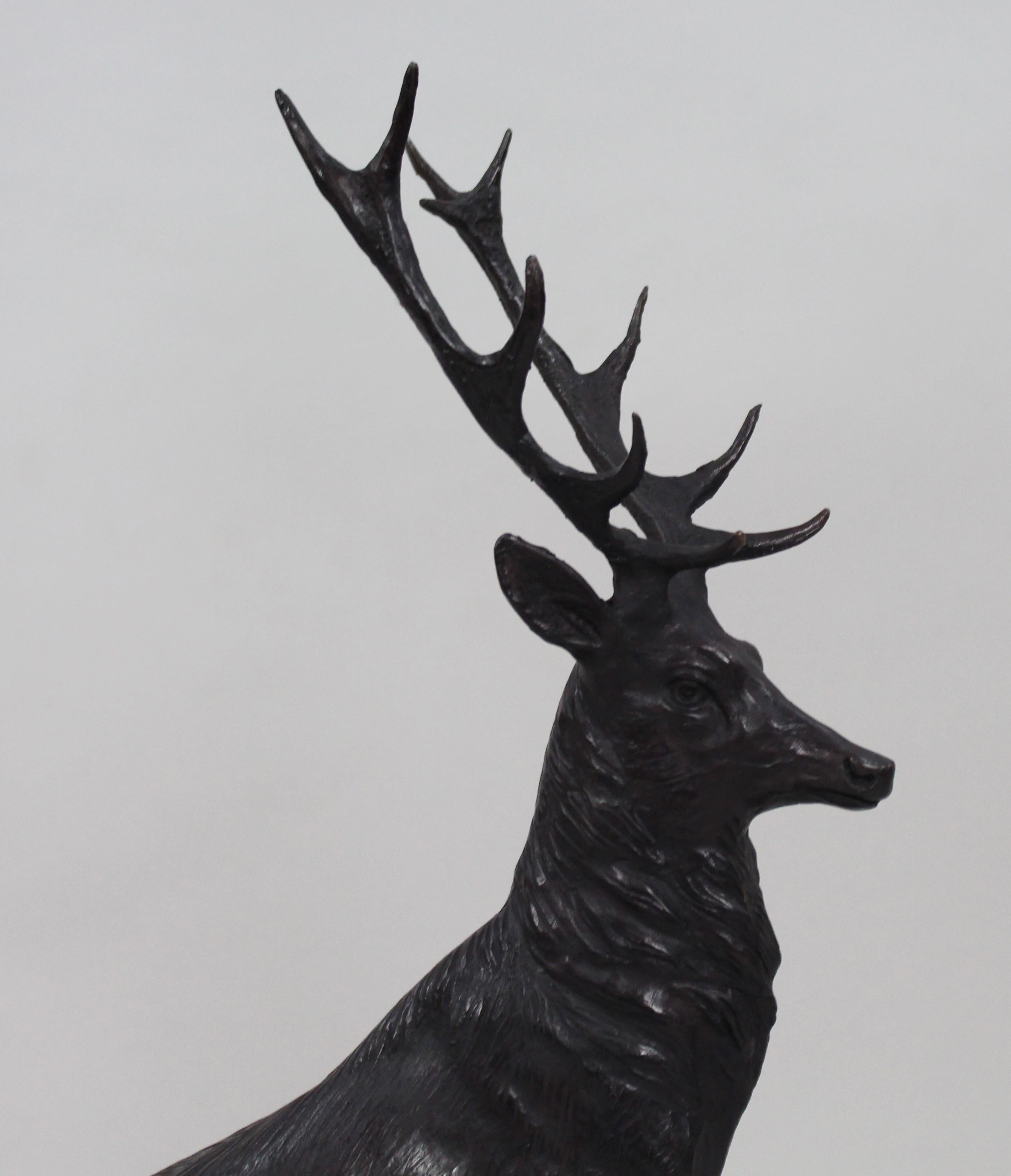 Pair of Large Bronze Stags on Marble after Jules Moigniez 7