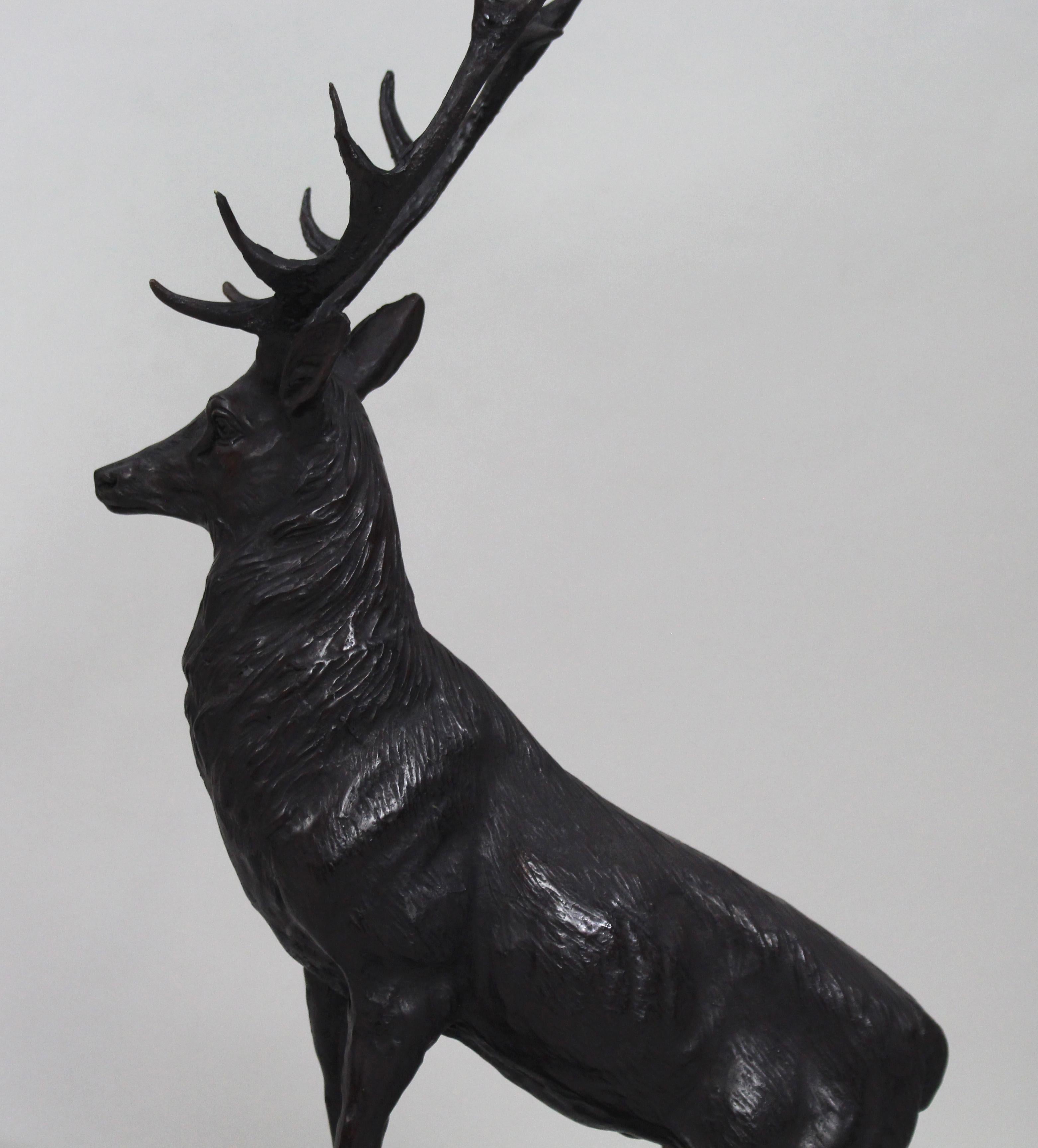 Pair of Large Bronze Stags on Marble after Jules Moigniez 8