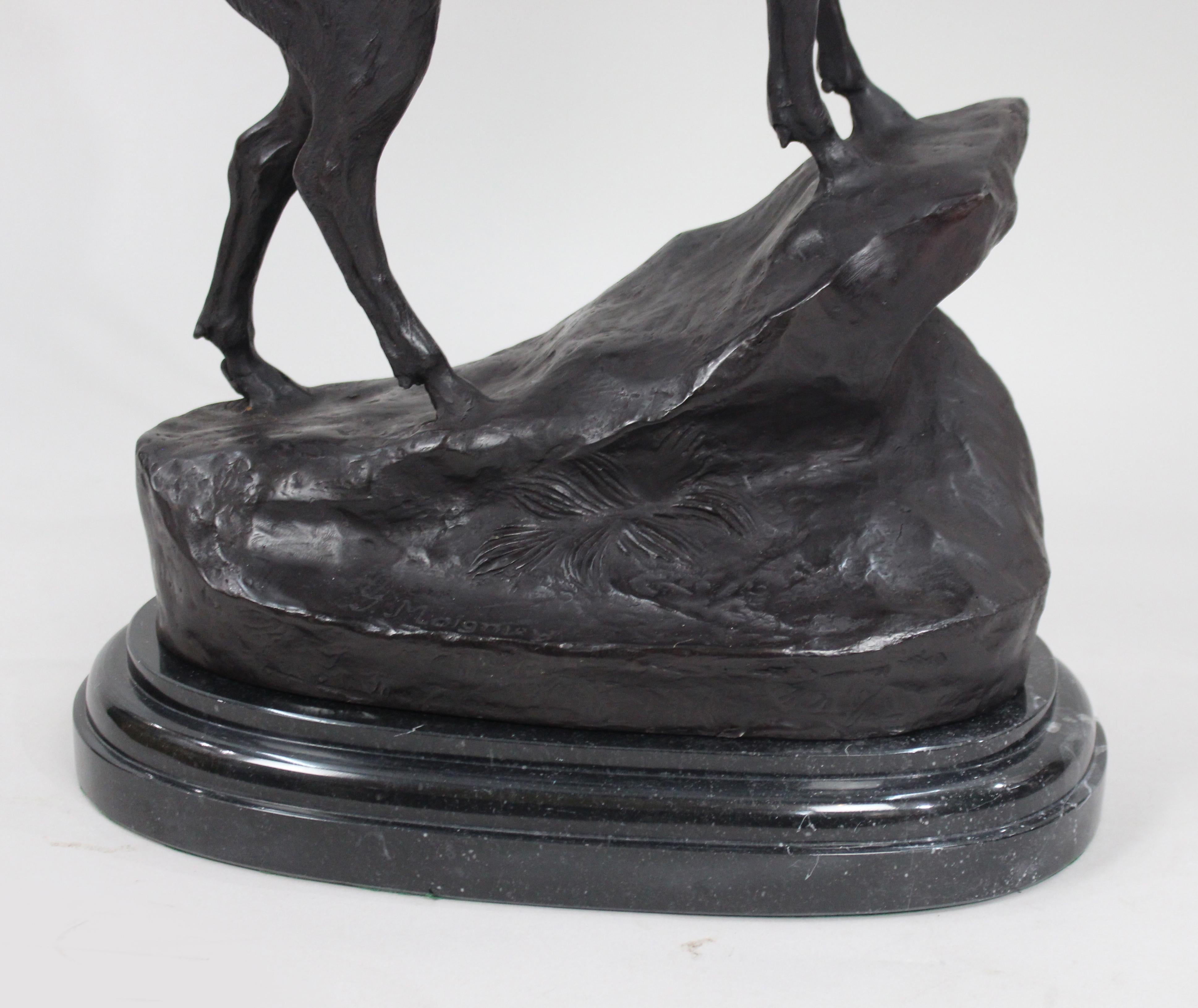 Pair of Large Bronze Stags on Marble after Jules Moigniez 11