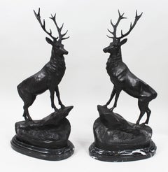 Große Bronzeschlangen auf Marmor nach Jules Moigniez, Paar