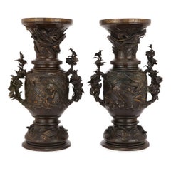 Pair of Large Bronze Vases, Japan 19th Century
