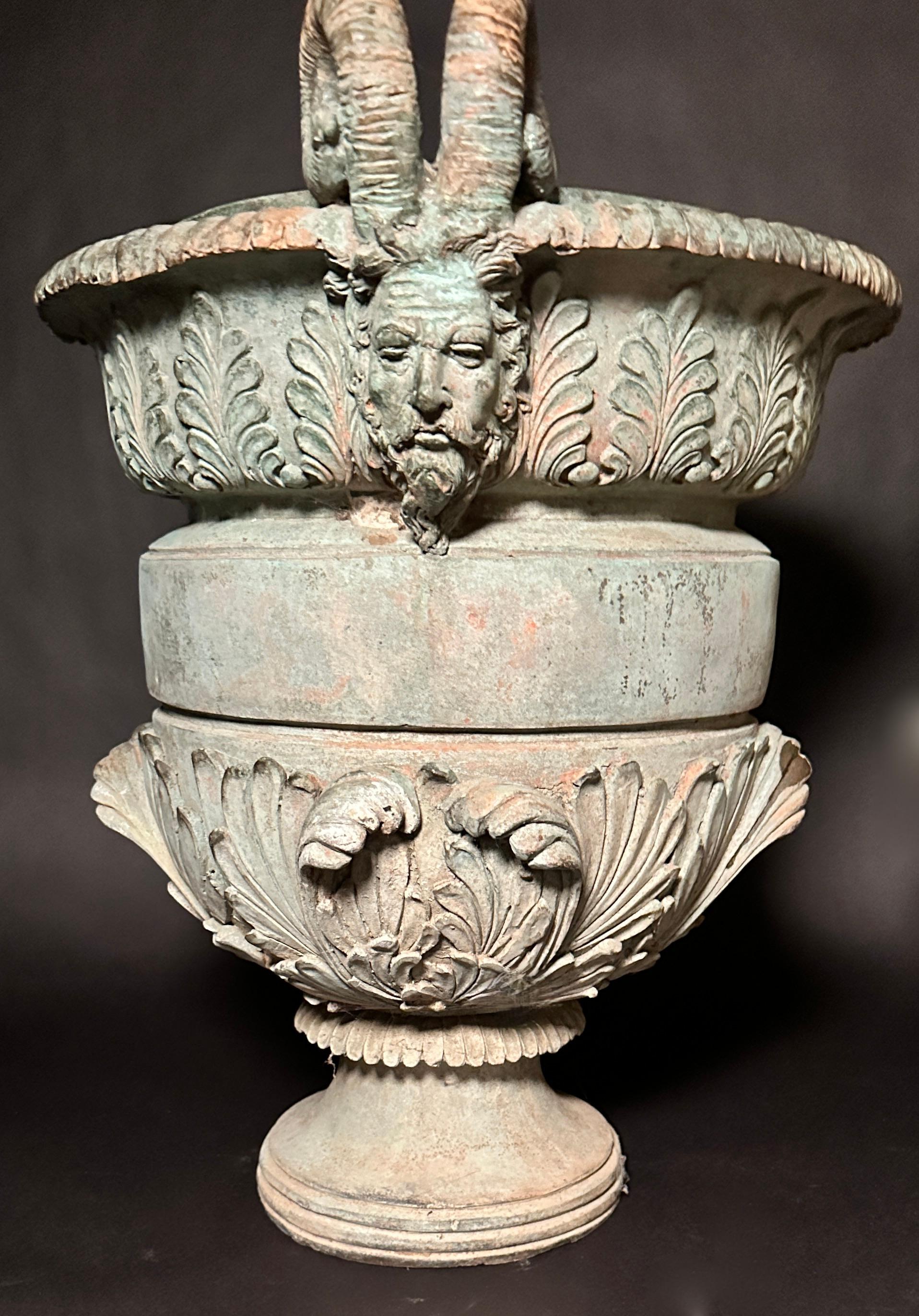 Grand Tour Pair Of large Bronze Verdigris Planters For Sale