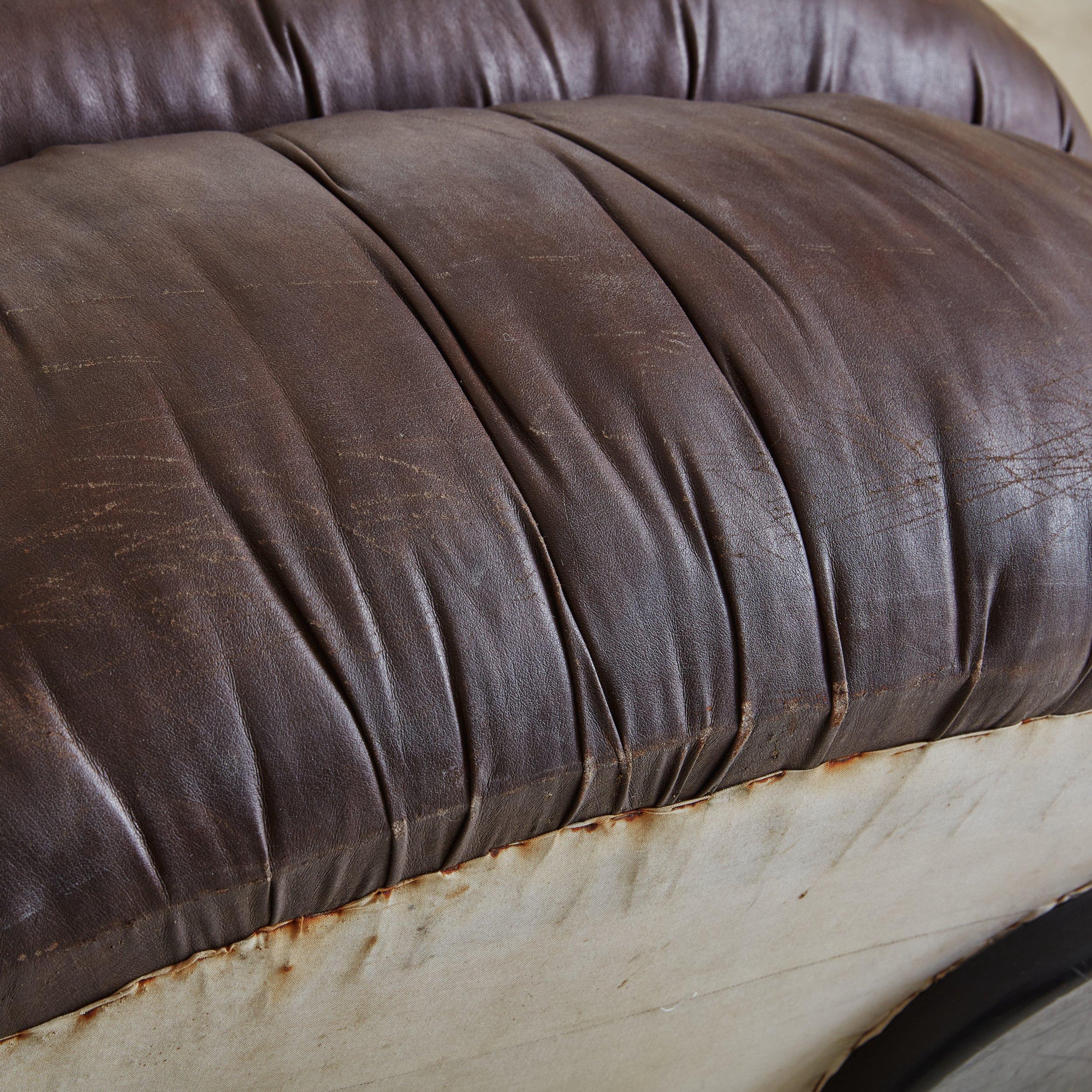 Zwei große Sessel aus braunem Leder von de Pas, D'Urbino & Lomazzi, Italien (Italienisch) im Angebot